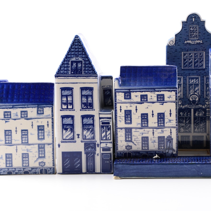 Delft Blue Hand Painted Porcelain Miniature Houses