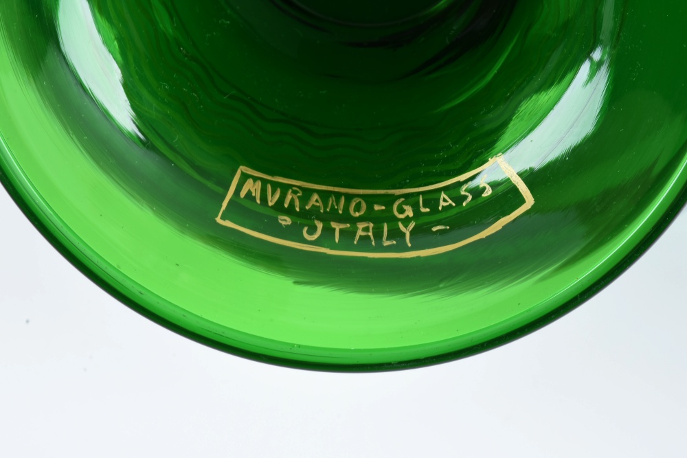 Murano Glass Compote with Painted Scene of Jesus Walking on Water