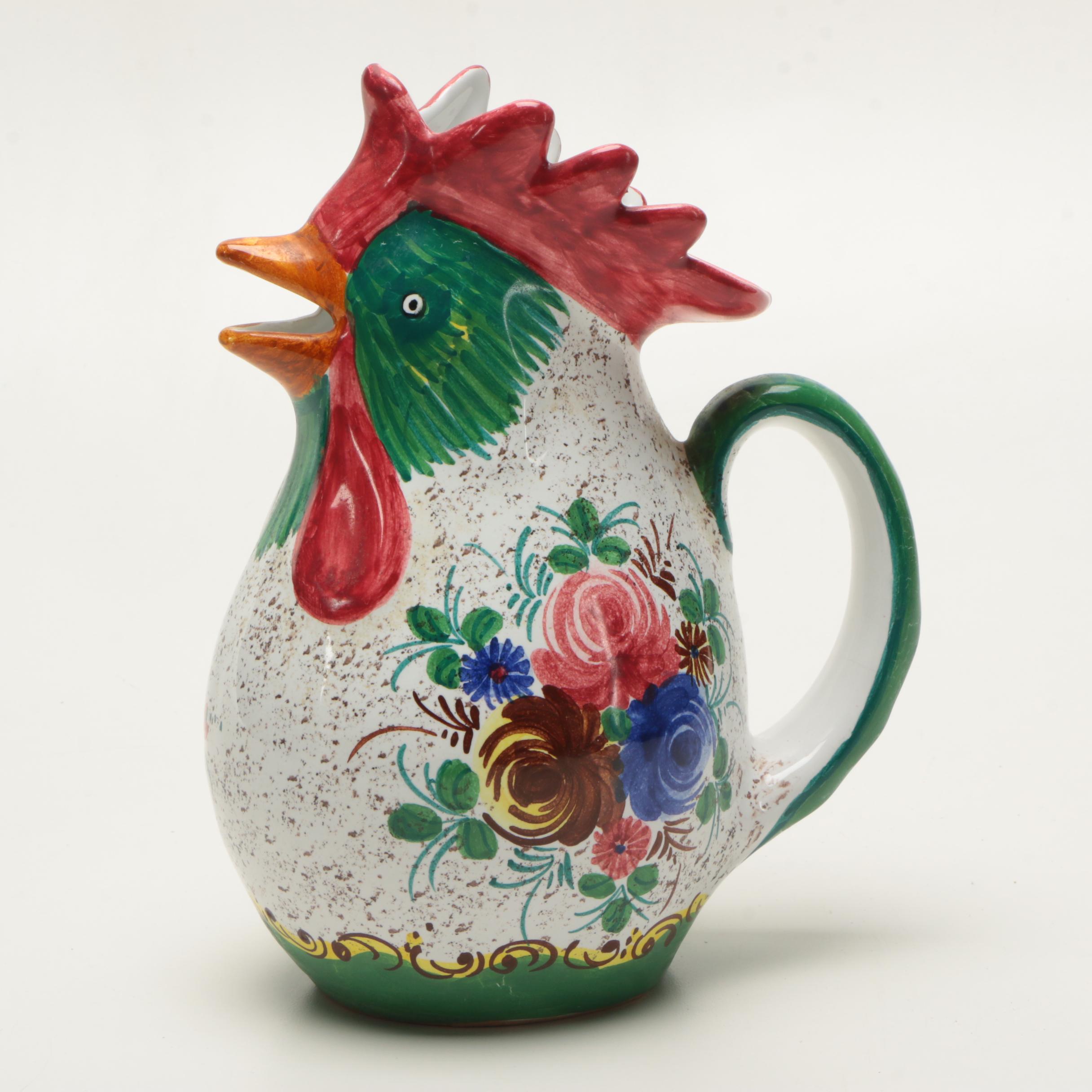 Deruta Italian Ceramic Rooster Pitcher