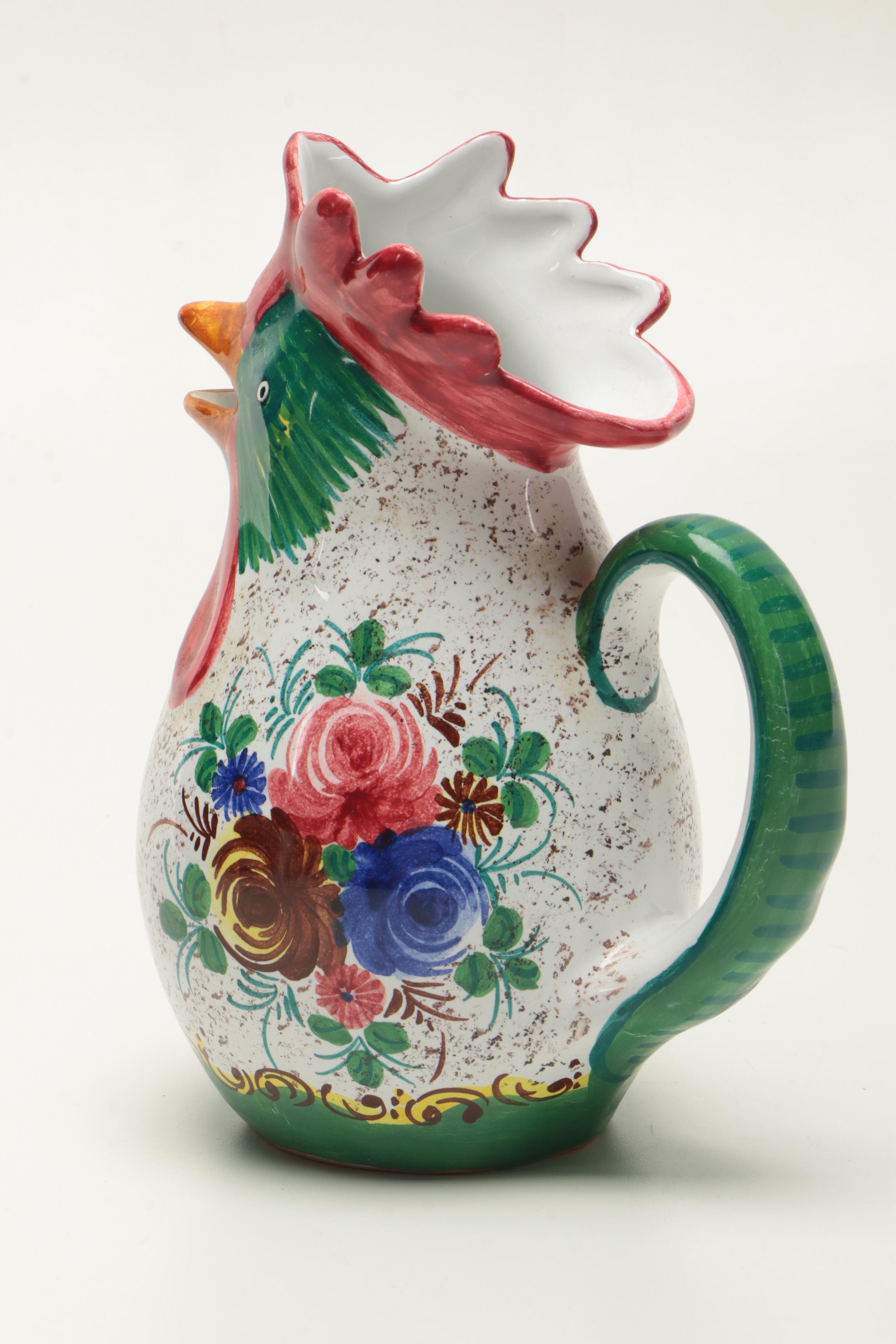 Deruta Italian Ceramic Rooster Pitcher