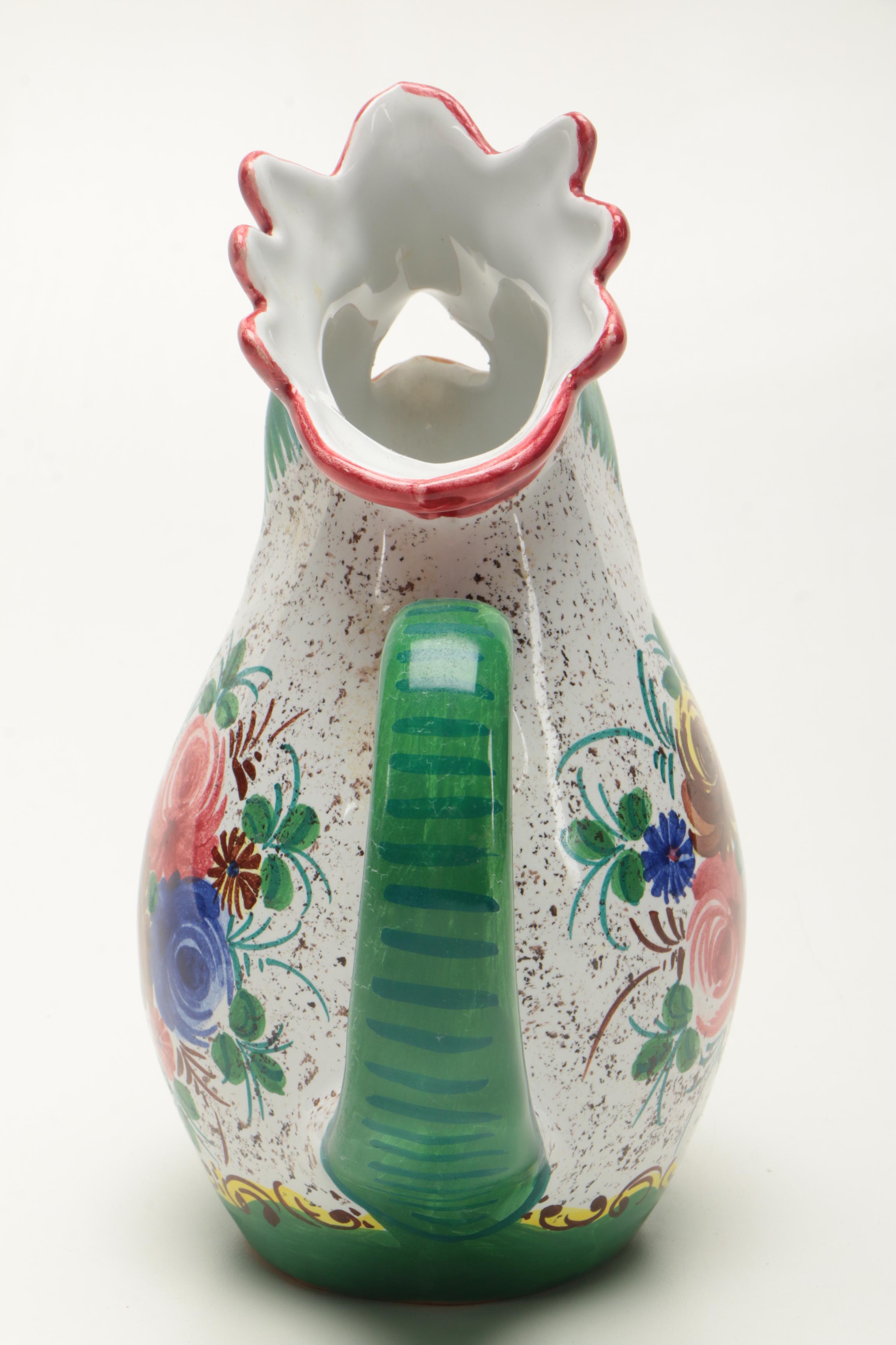 Deruta Italian Ceramic Rooster Pitcher