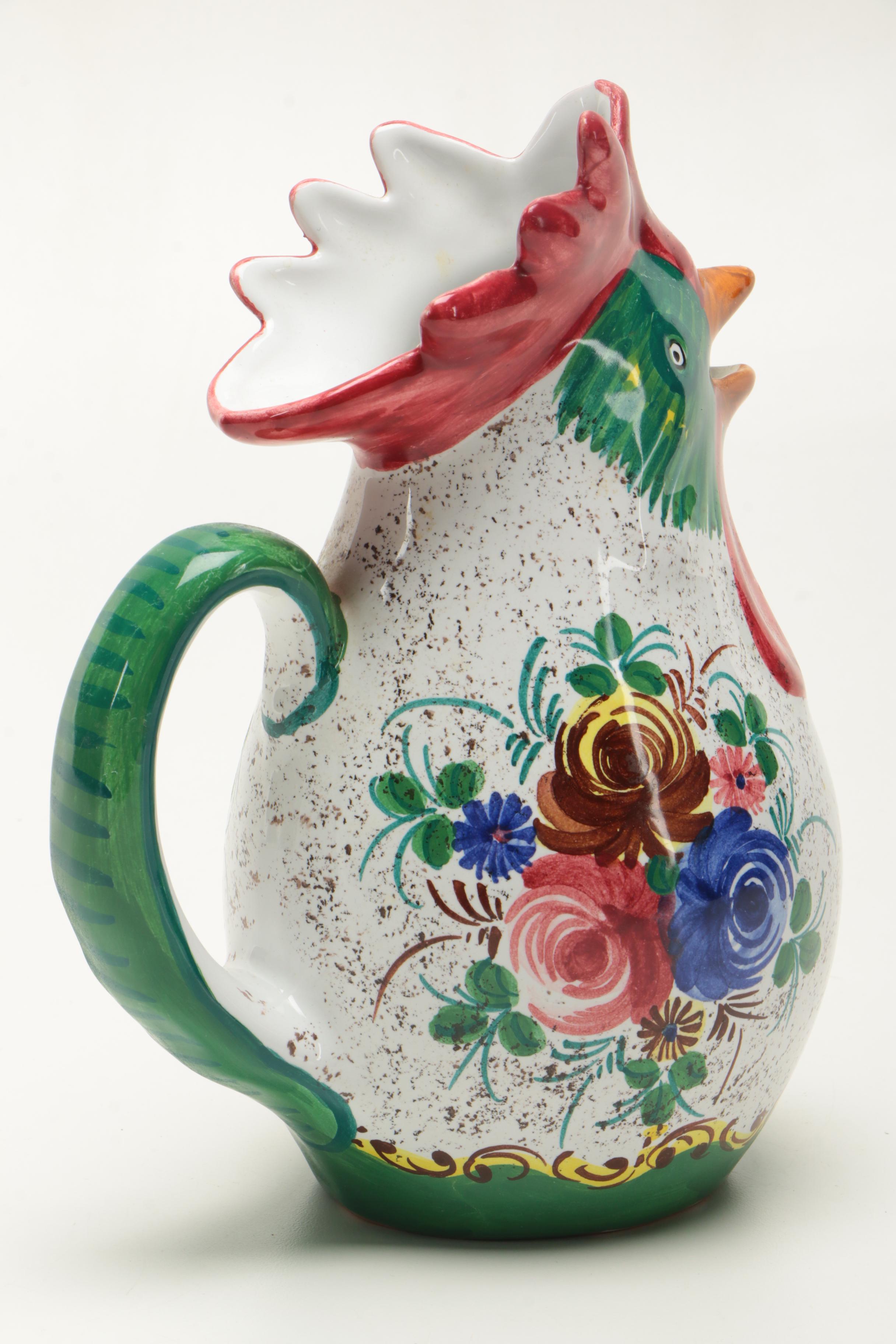 Deruta Italian Ceramic Rooster Pitcher