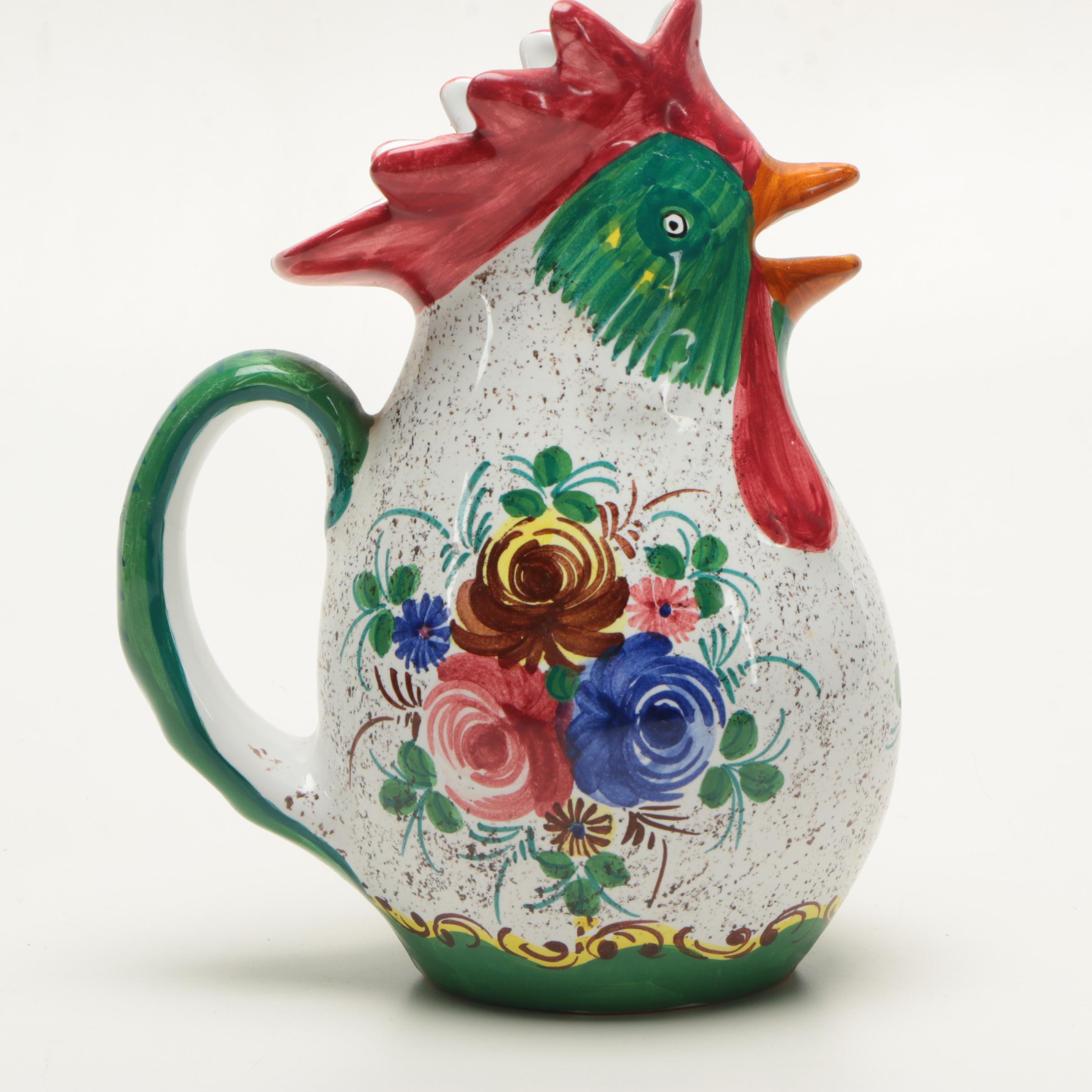 Deruta Italian Ceramic Rooster Pitcher