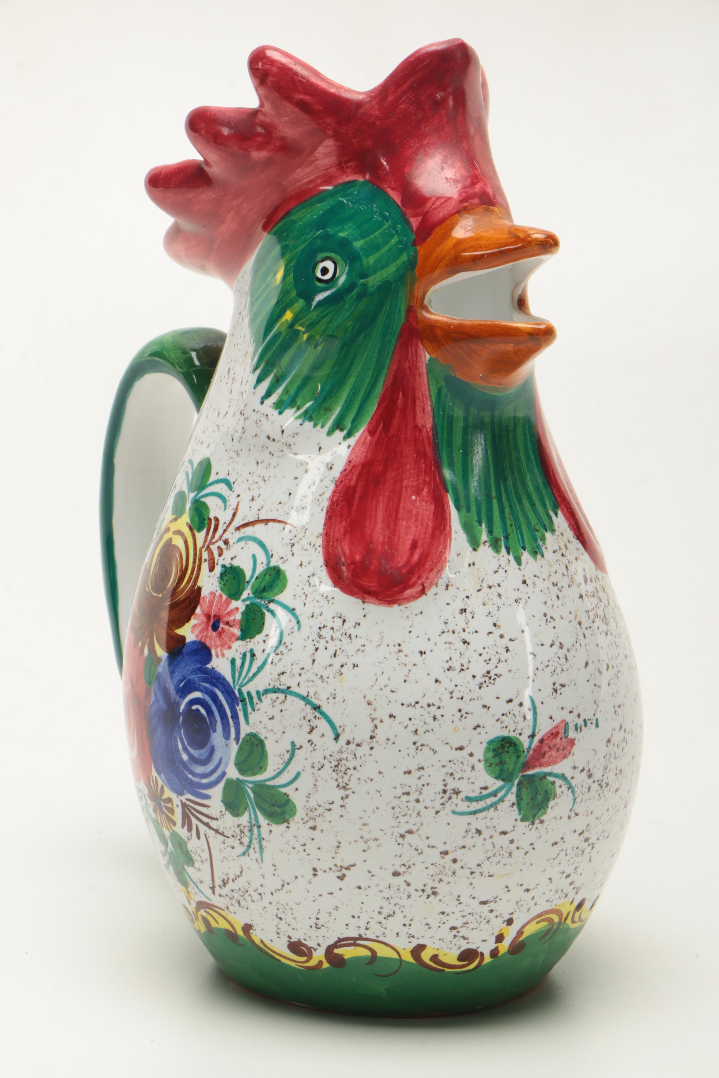 Deruta Italian Ceramic Rooster Pitcher