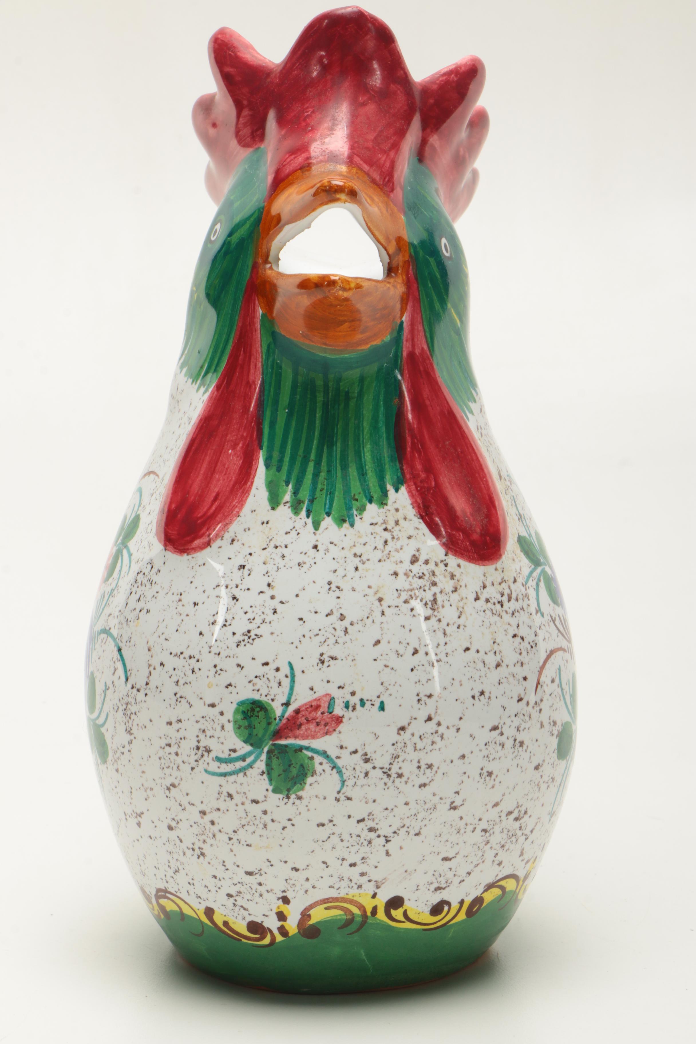 Deruta Italian Ceramic Rooster Pitcher