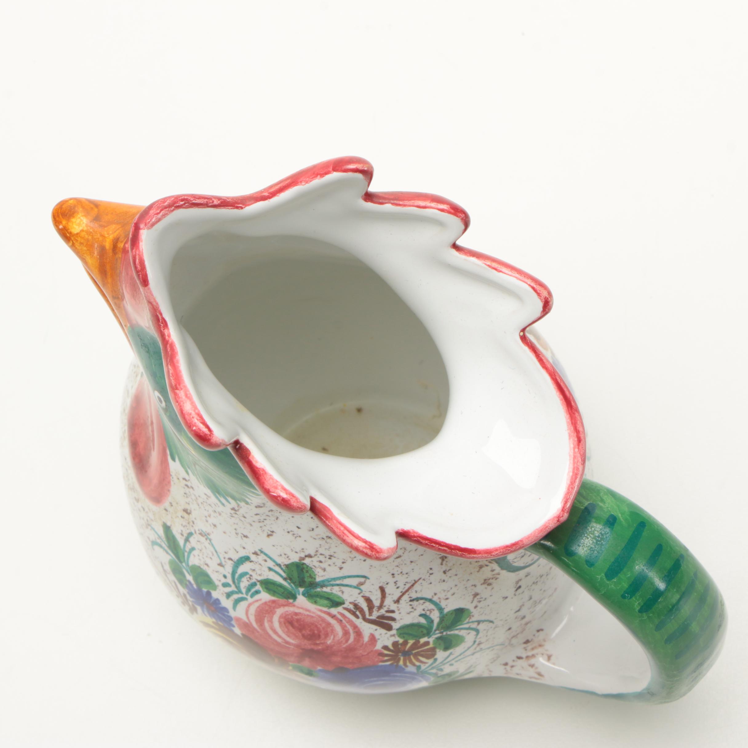 Deruta Italian Ceramic Rooster Pitcher