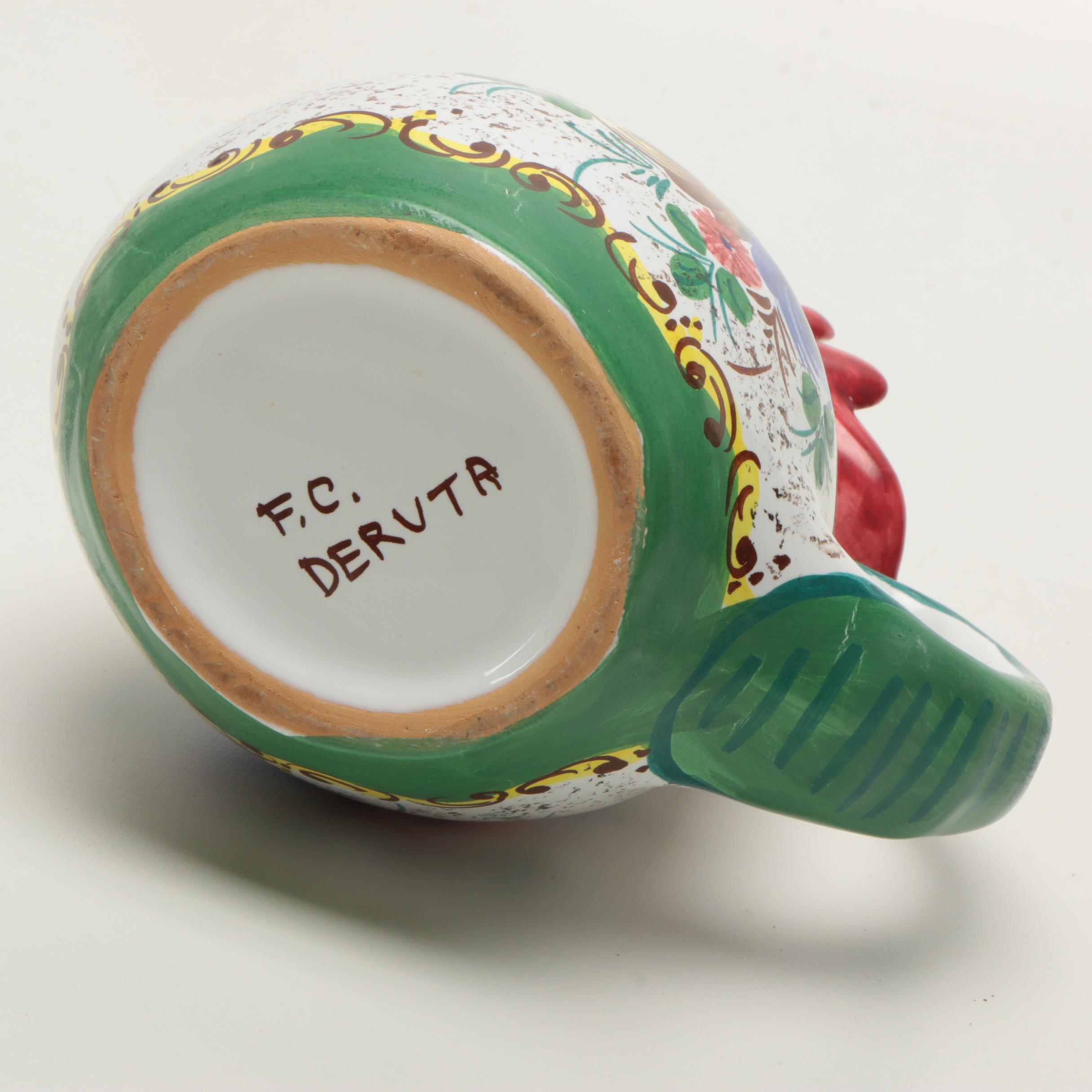 Deruta Italian Ceramic Rooster Pitcher