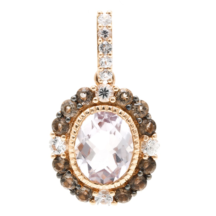 Le Vian 14K Rose Gold Amethyst, Smoky Quartz, and White Sapphire Pendant