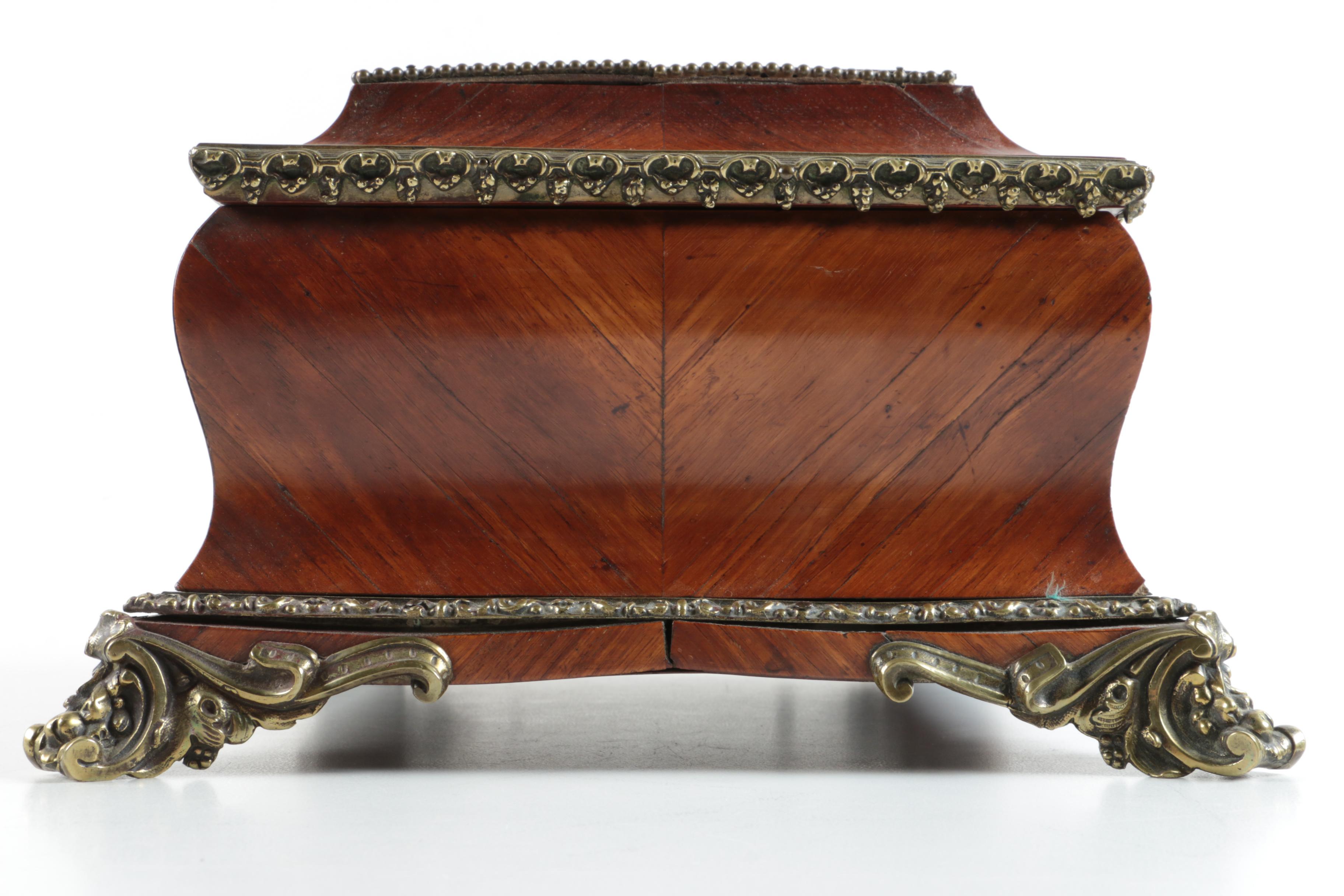 Vintage Louis XV Style Mahogany Veneer and Ormolu Jewelry Box