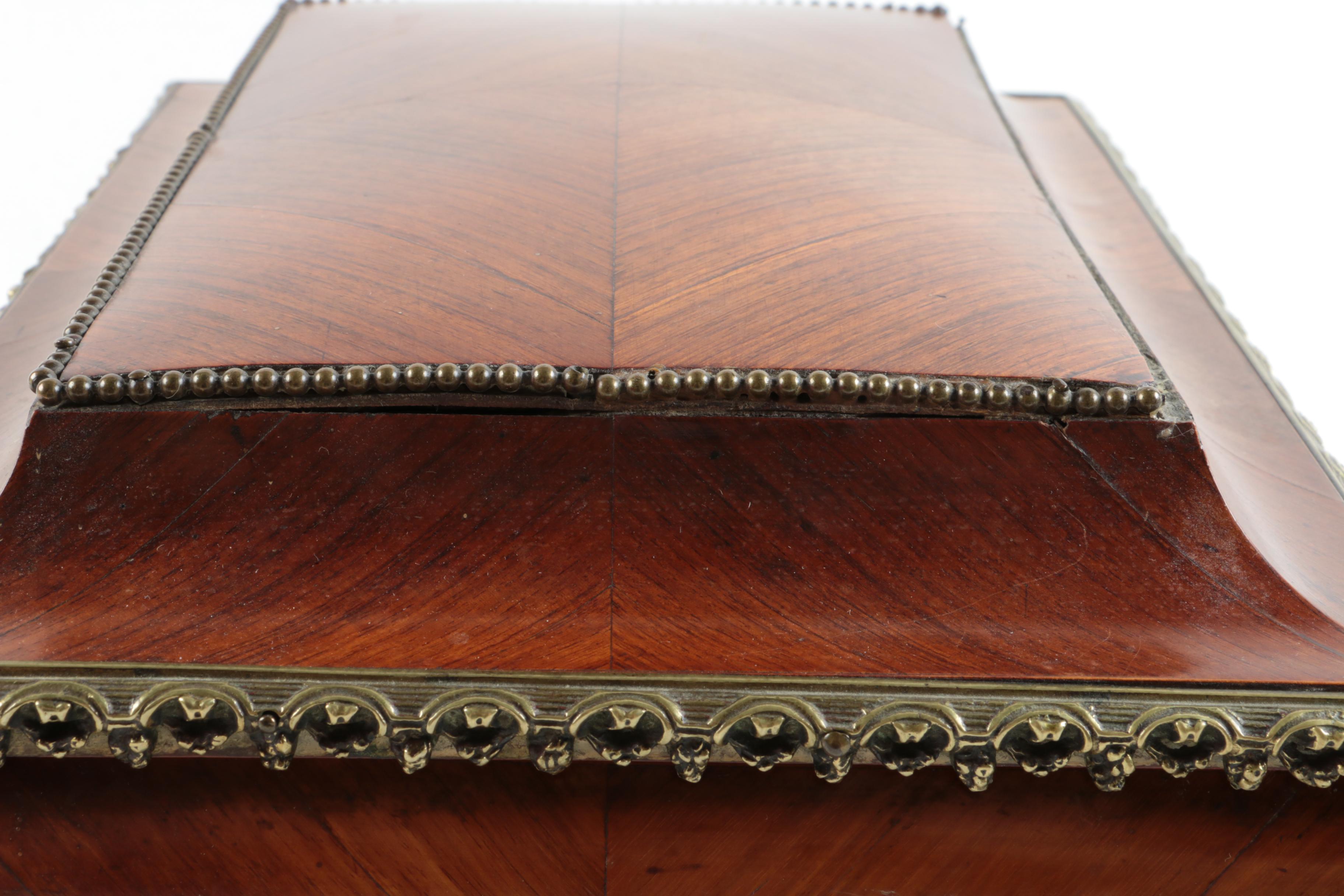 Vintage Louis XV Style Mahogany Veneer and Ormolu Jewelry Box