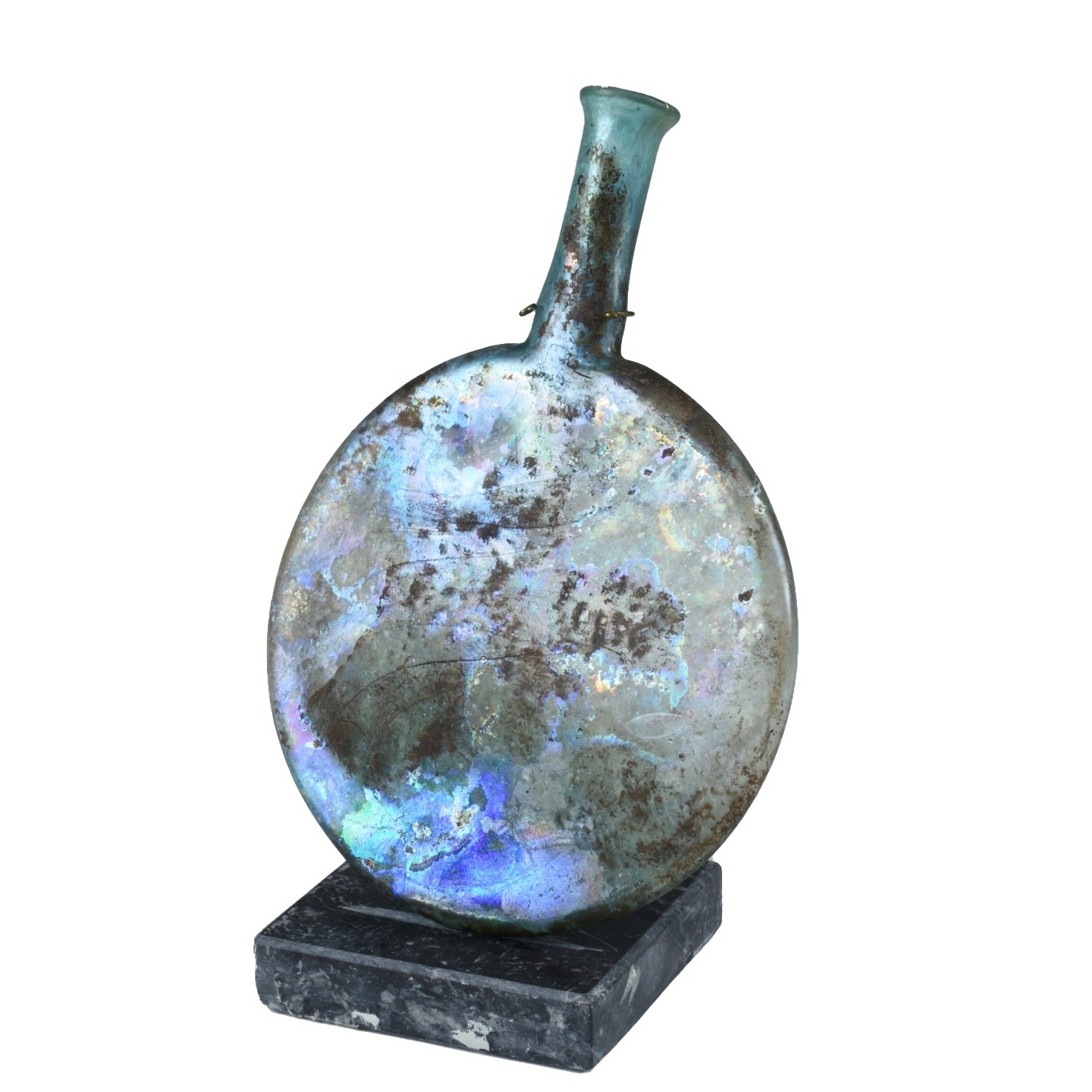 Roman Glass Flask Accompanied by Certificate From Tel Aviv Hilton