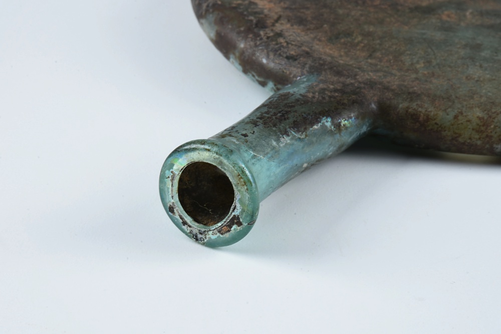 Roman Glass Flask Accompanied by Certificate From Tel Aviv Hilton