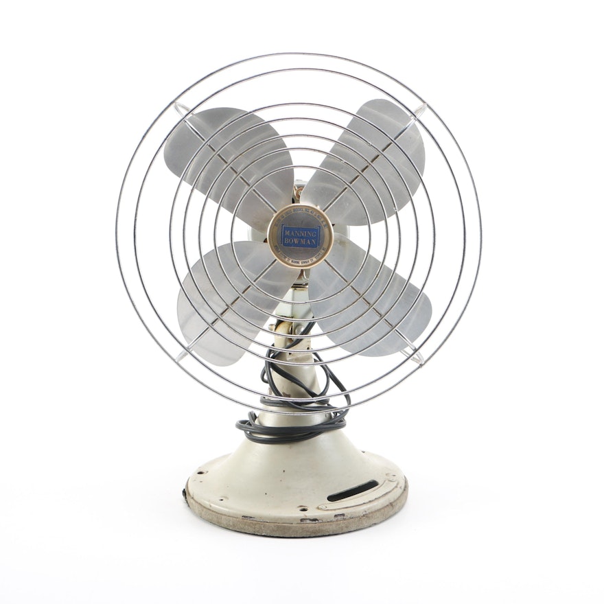 Vintage Manning Bowman Model No. 41 Oscillating  Electric Fan