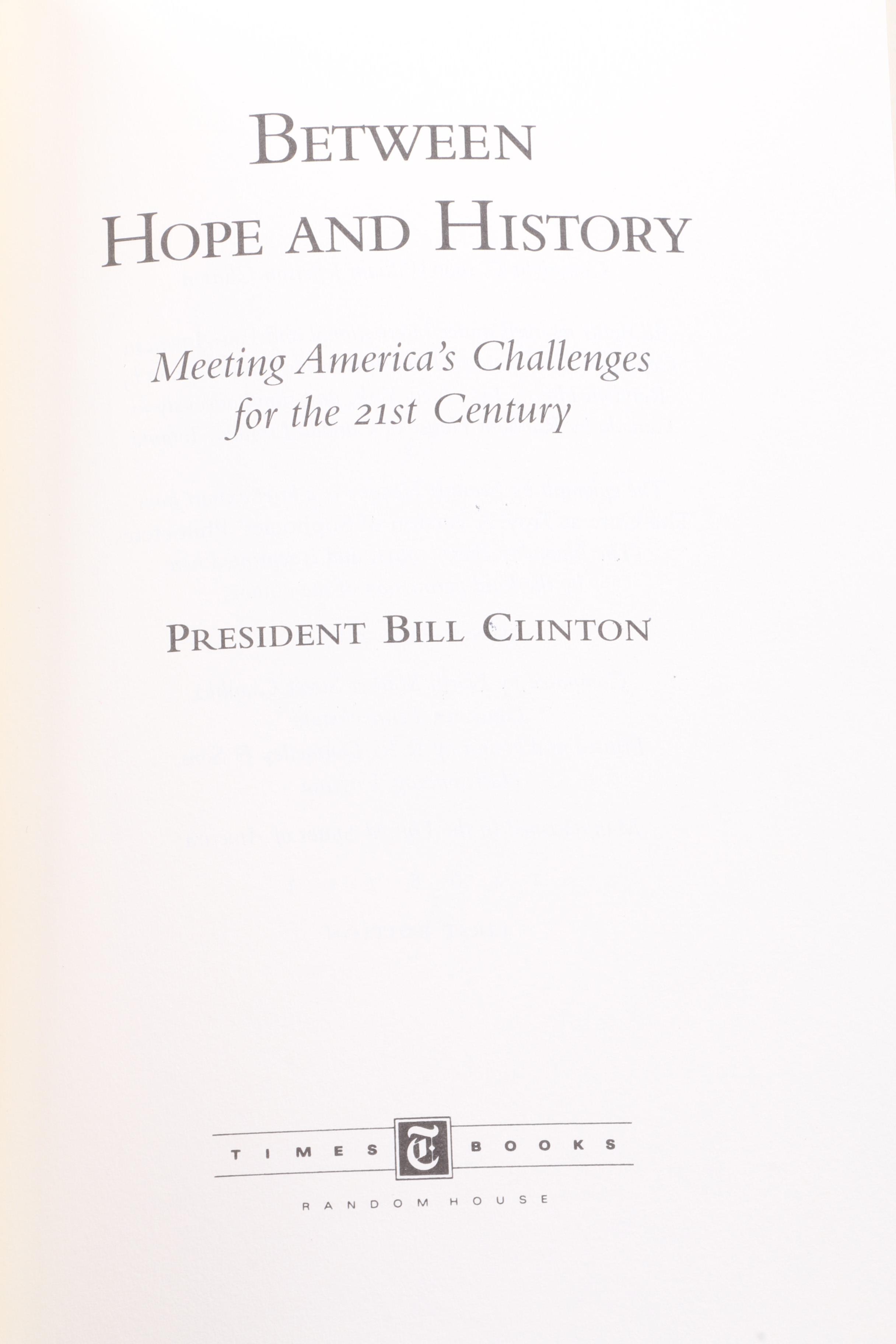 Signed Letter and "Between Hope and History" by Bill Clinton