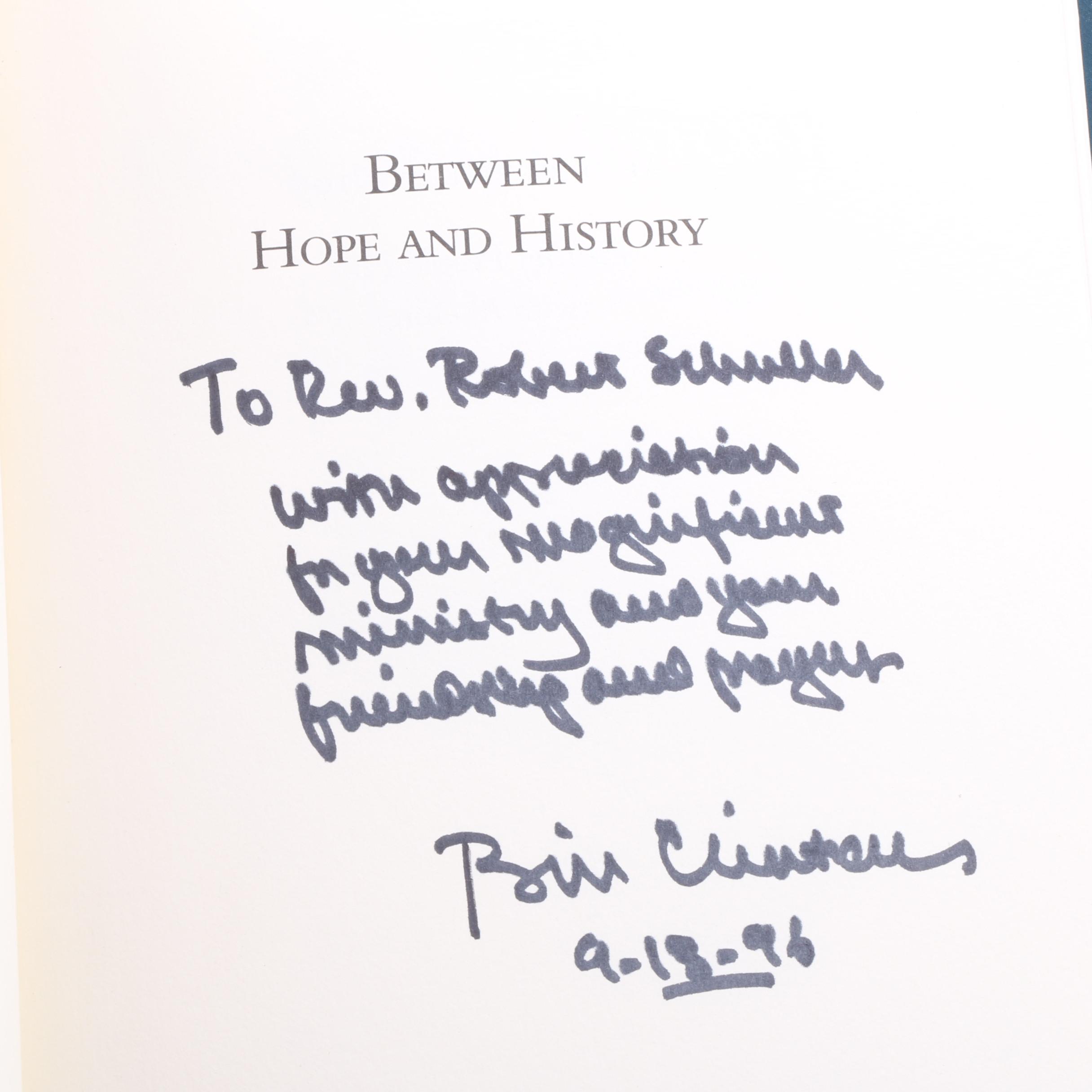 Signed Letter and "Between Hope and History" by Bill Clinton