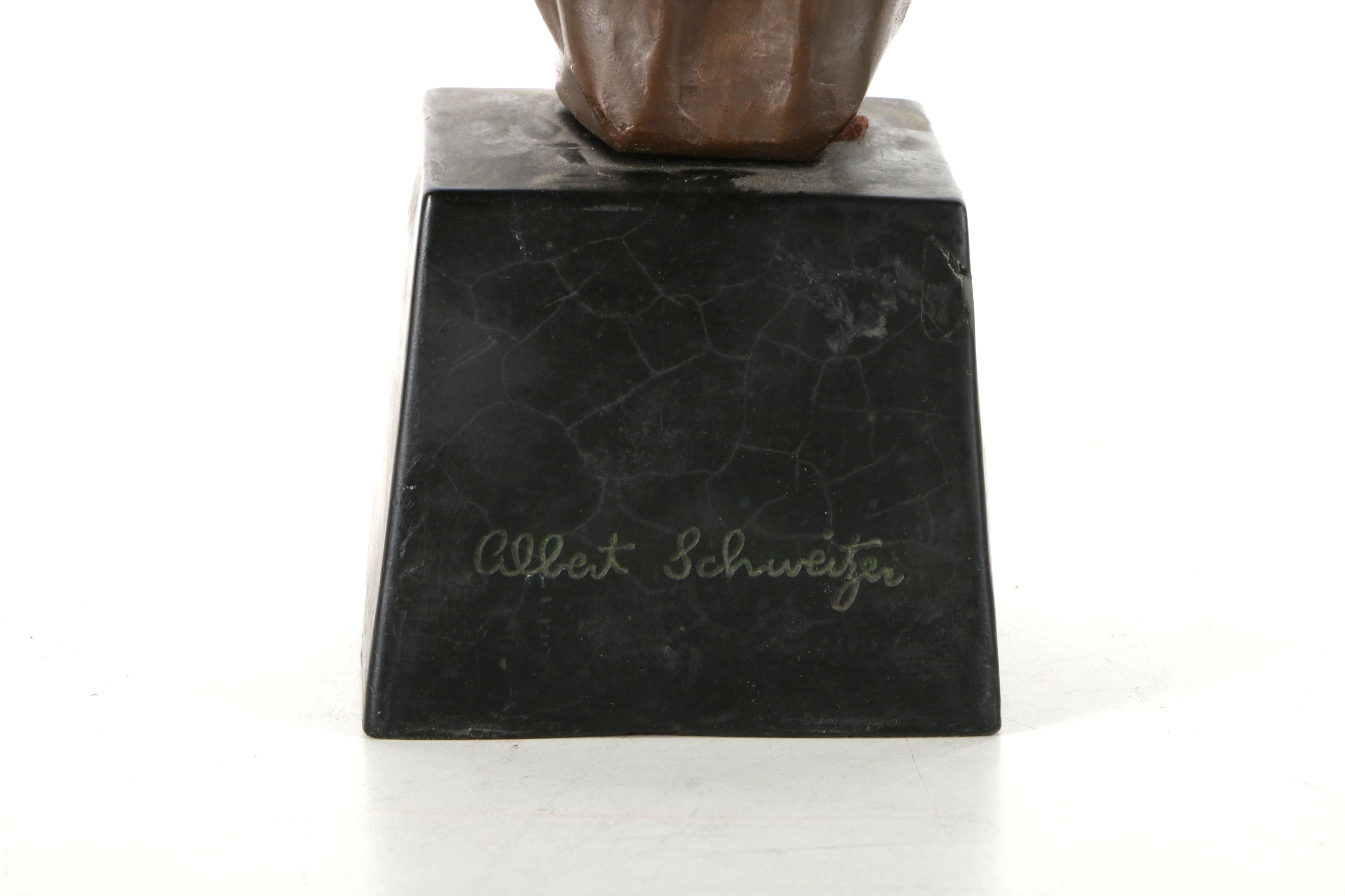 Leo Cherne Reproduction Plaster Cast with Bronze Finish Bust of Albert Schweitzer