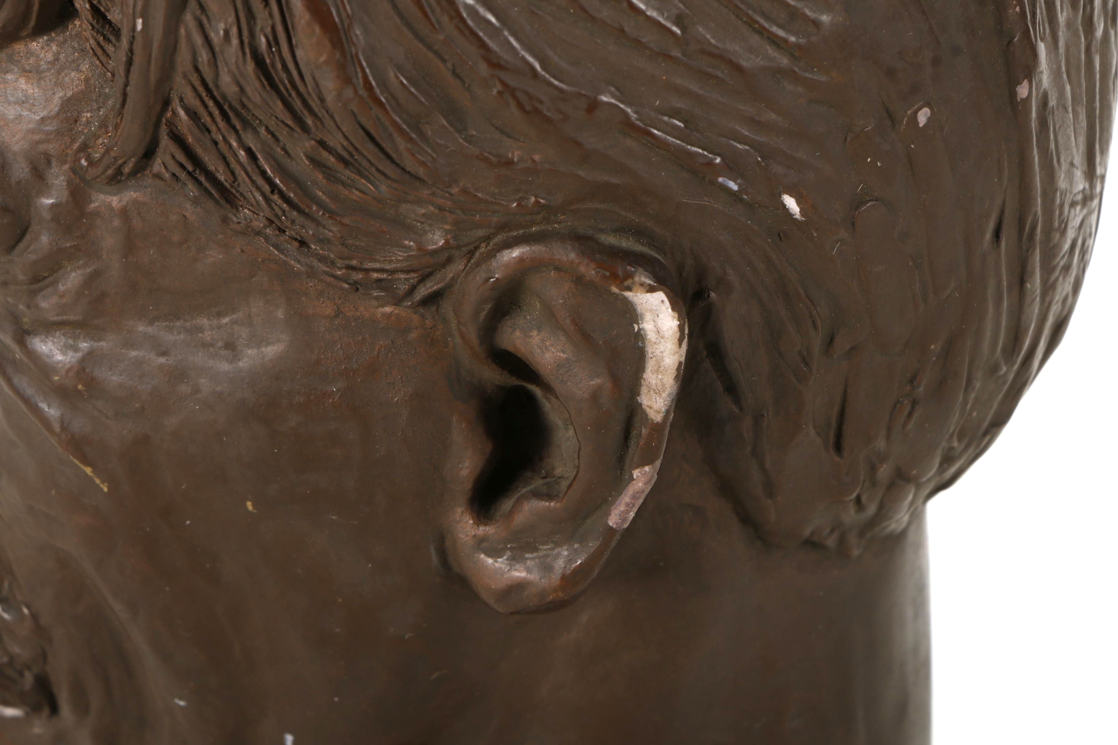 Leo Cherne Reproduction Plaster Cast with Bronze Finish Bust of Albert Schweitzer