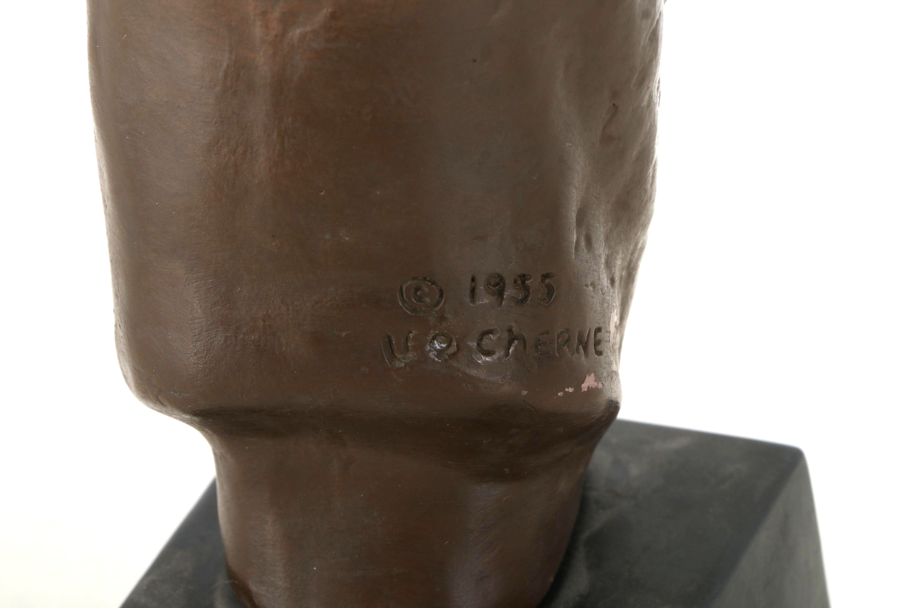 Leo Cherne Reproduction Plaster Cast with Bronze Finish Bust of Albert Schweitzer