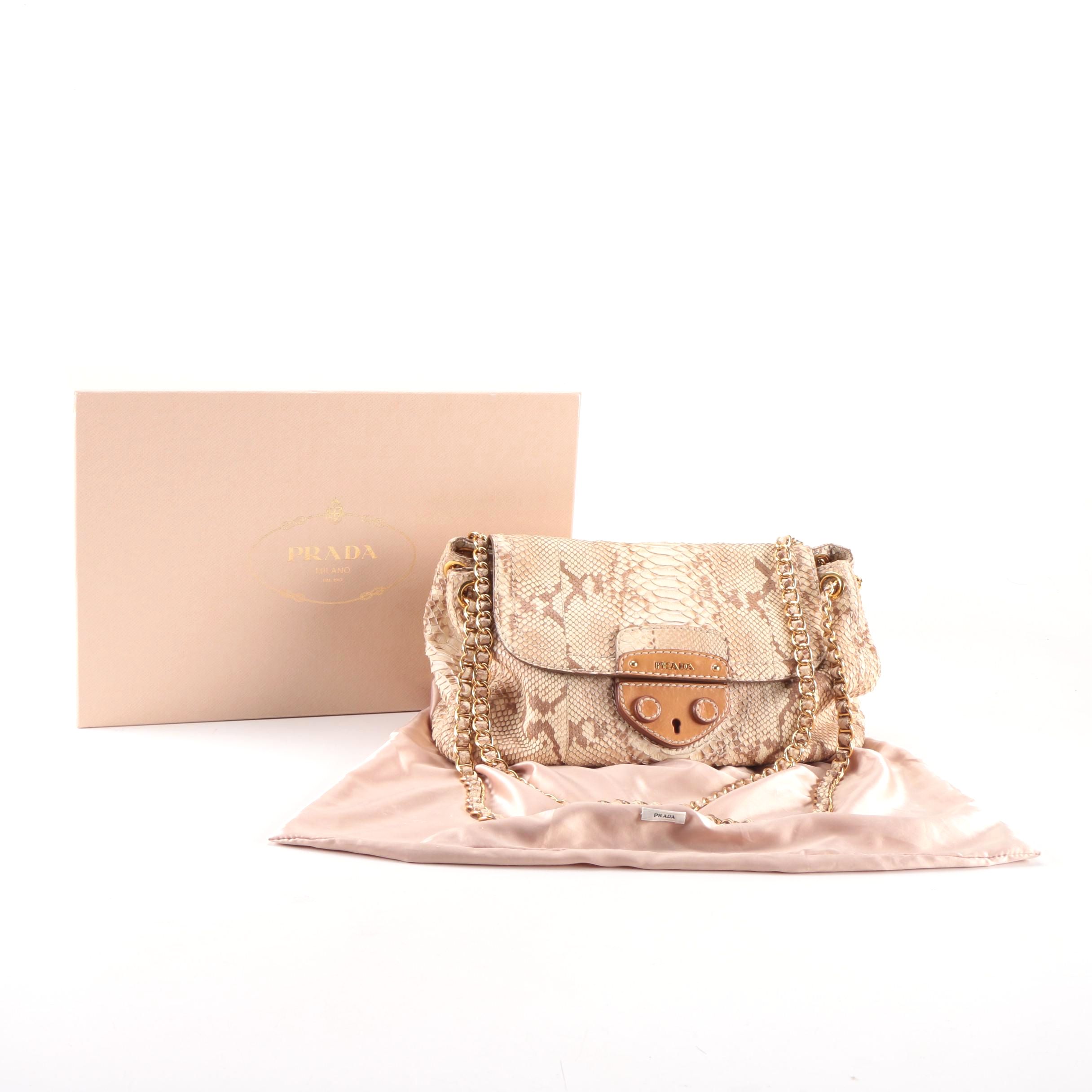 Prada Pattina Pitone Delave Python Handbag