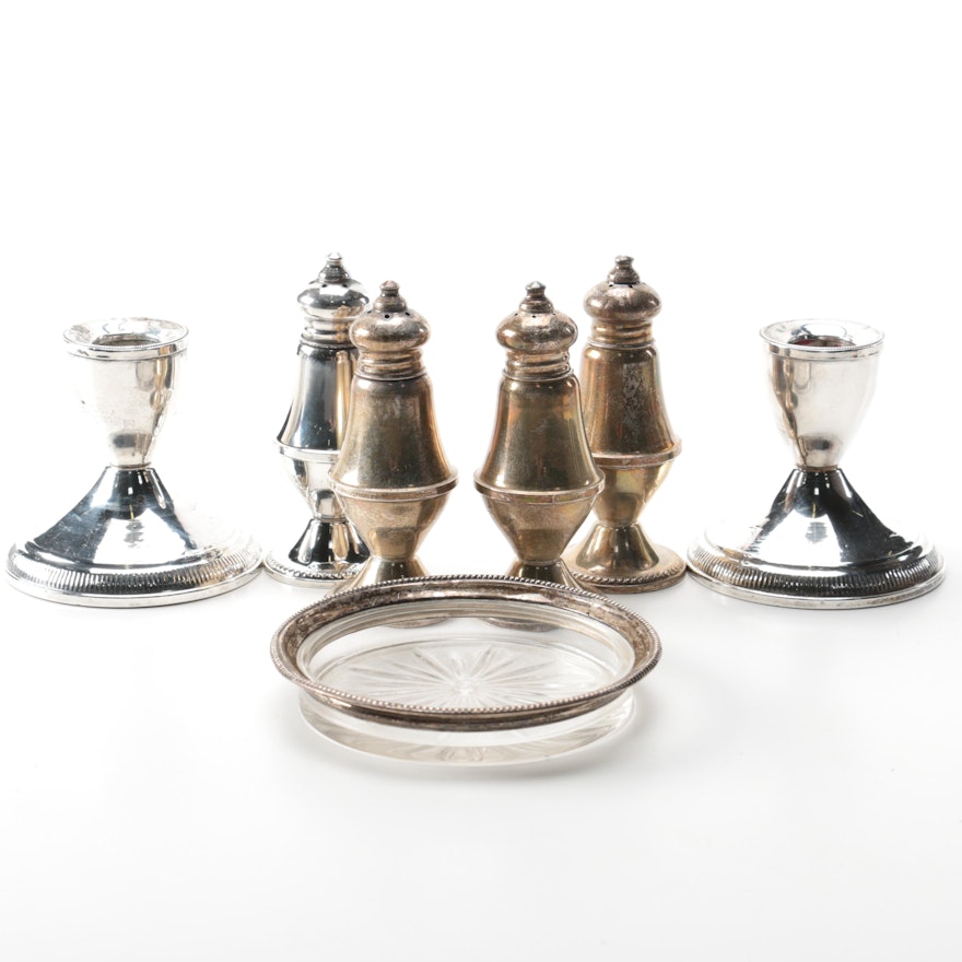 Weighted Sterling Shakers and Candleholders Featuring Duchin