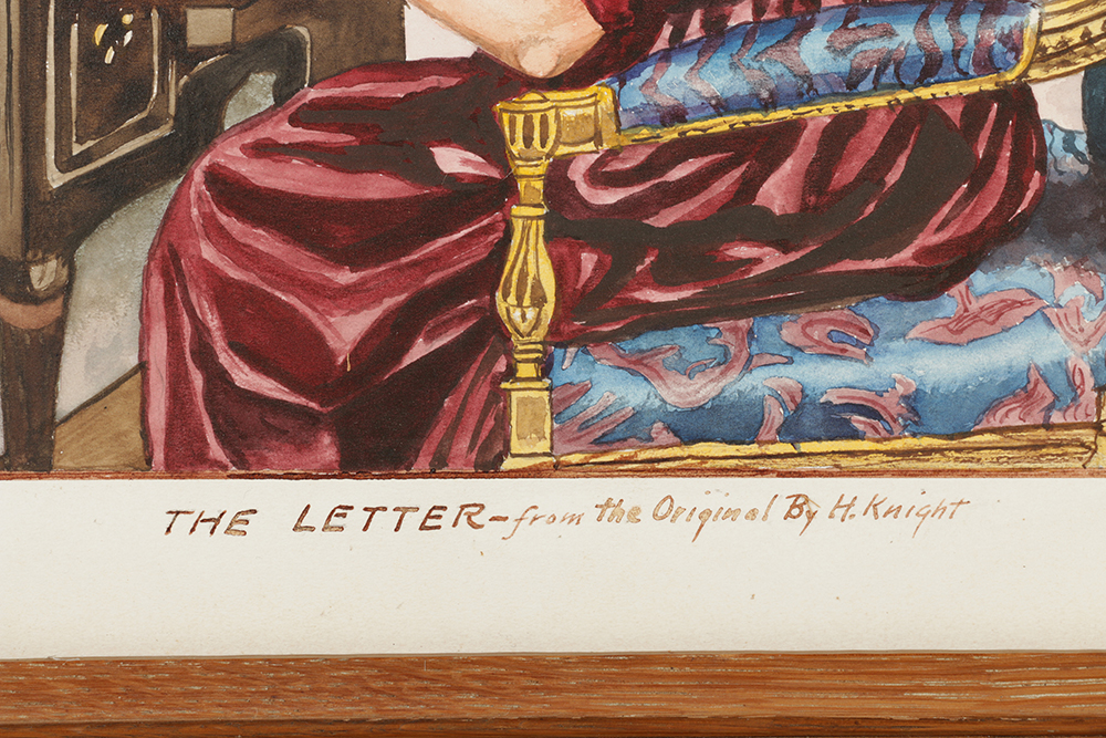 After Harold Knight Watercolor Painting on Paper "The Letter"