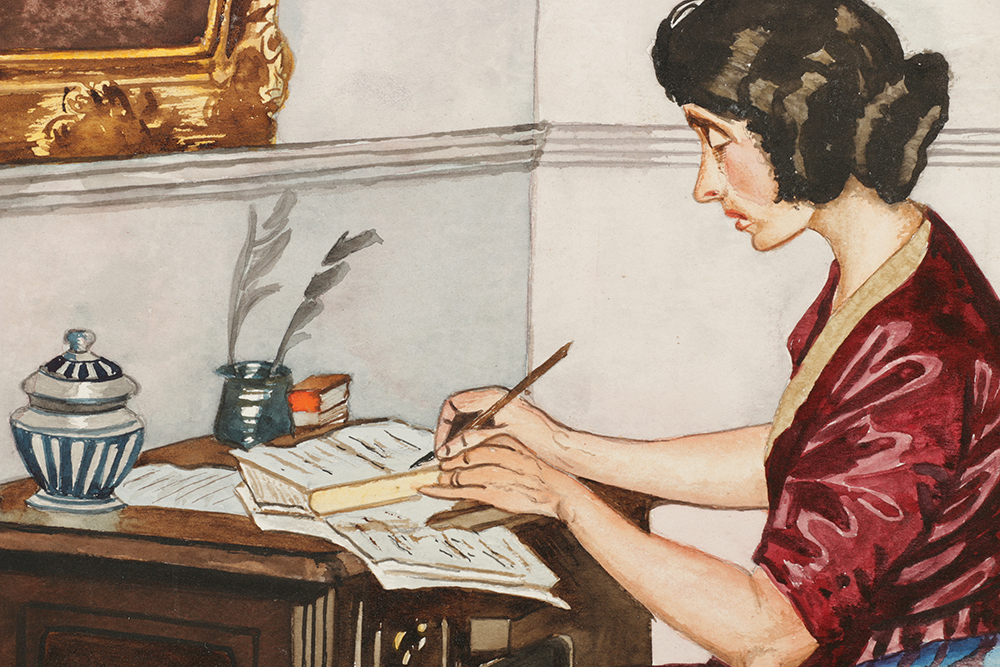 After Harold Knight Watercolor Painting on Paper "The Letter"