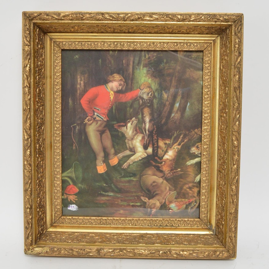 Vintage Offset LIthograph After Courbet's "After the Hunt"