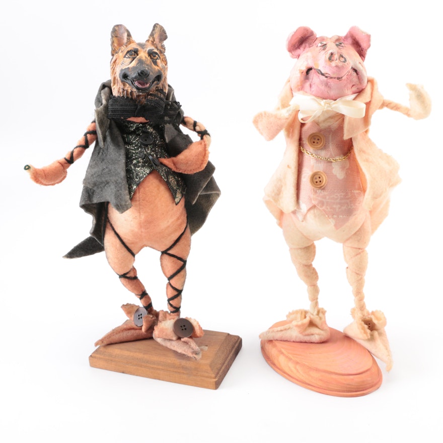 Wood and Cloth Animal Themed Figurines