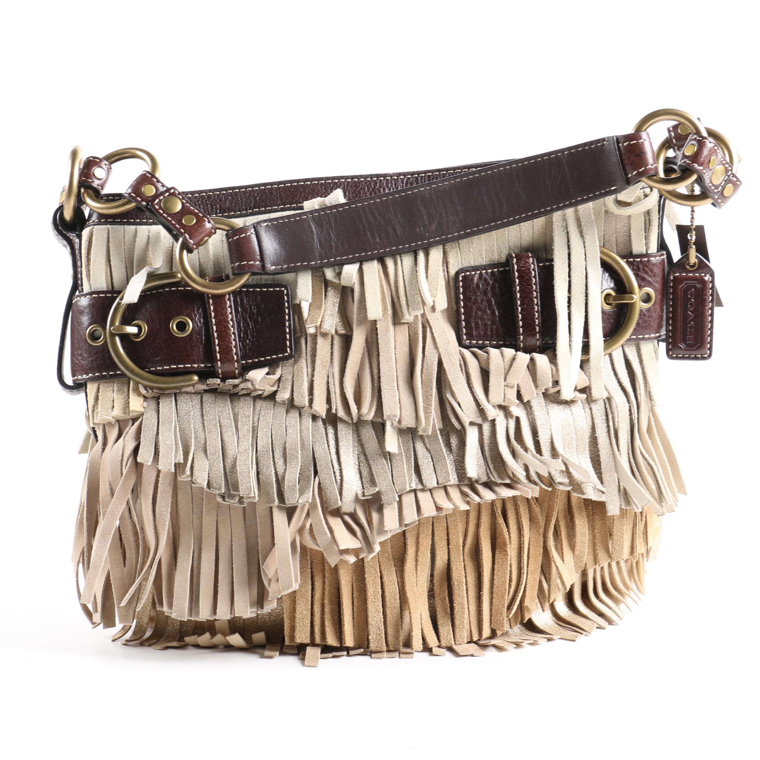 Coach Suede Fringe Tote Handbag