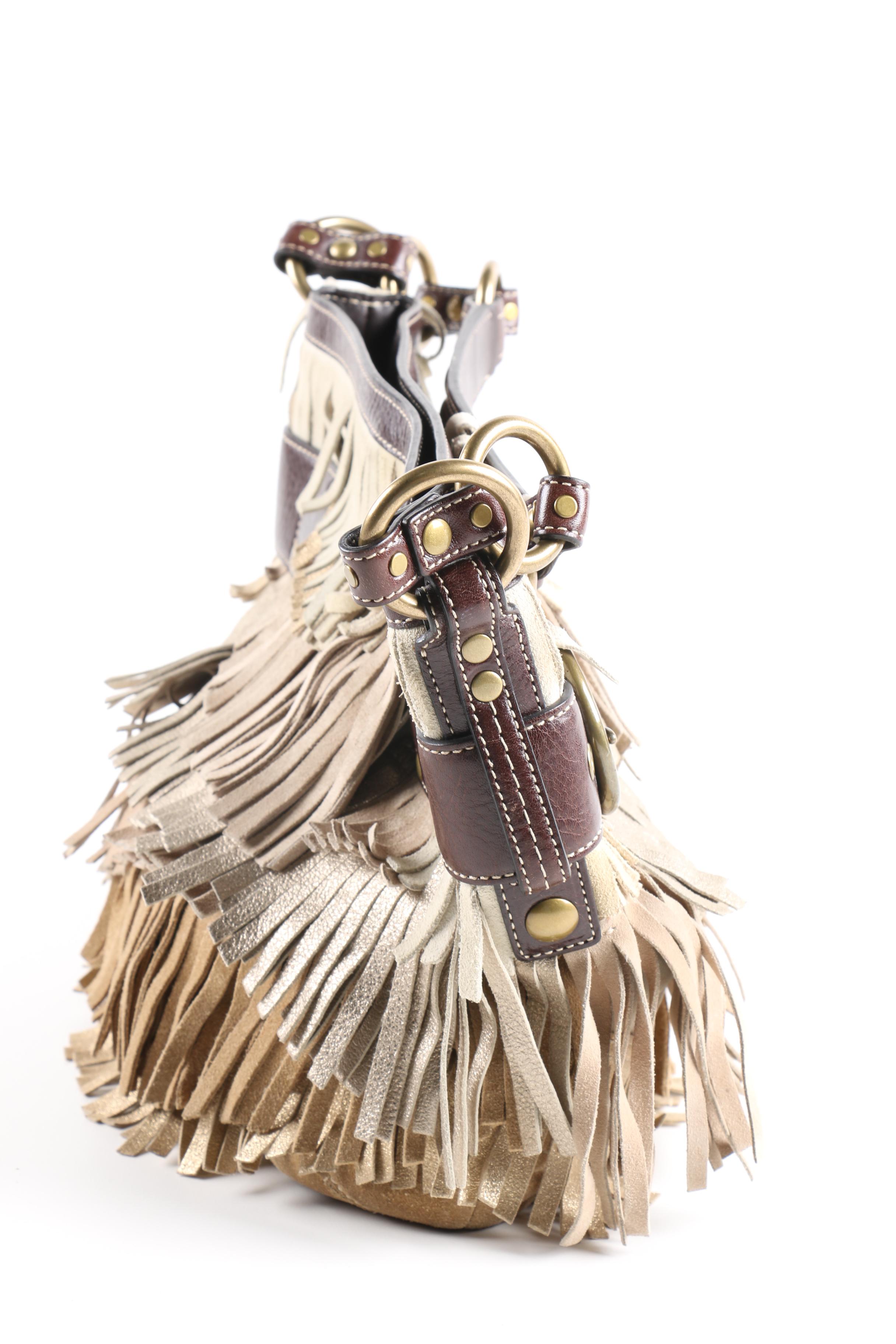 Coach Suede Fringe Tote Handbag