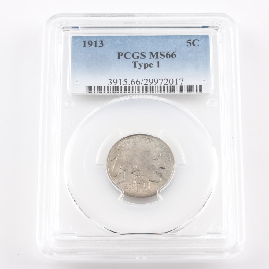 Graded MS 66 (By PCGS) 1913 Type I Buffalo Nickel