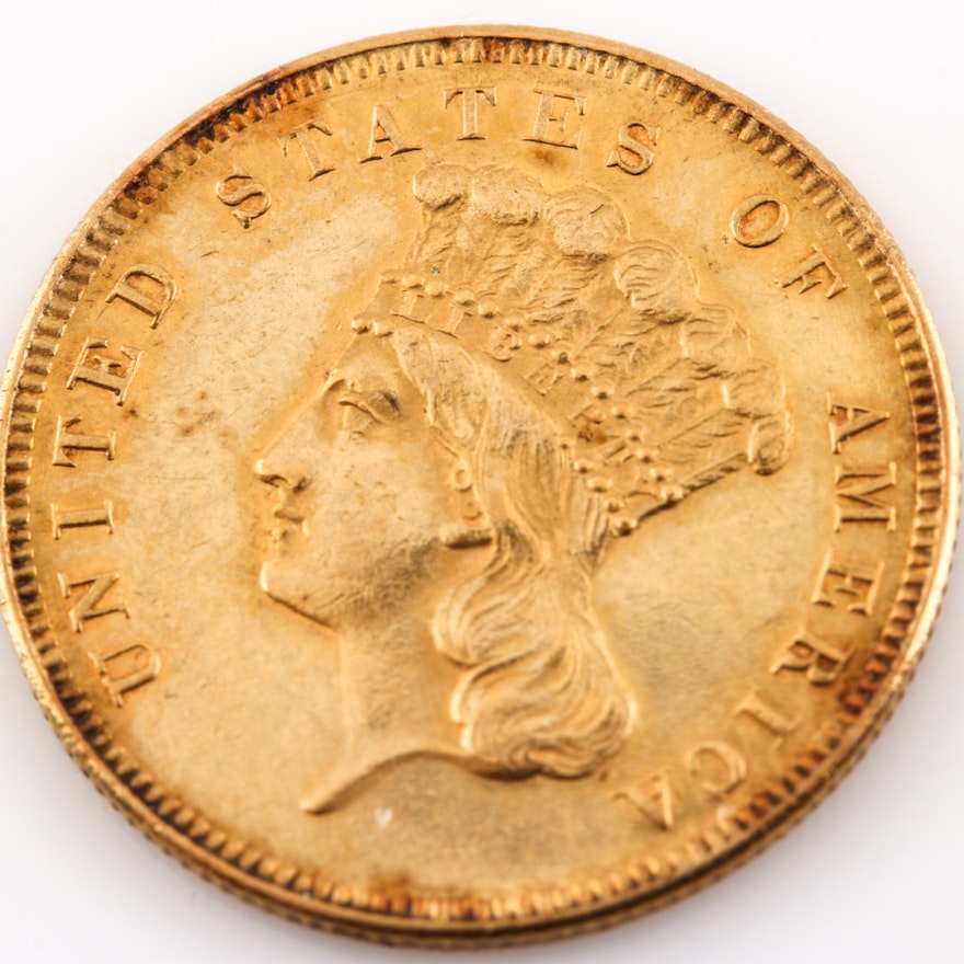 1855 Indian Head Princess $3 Gold Coin