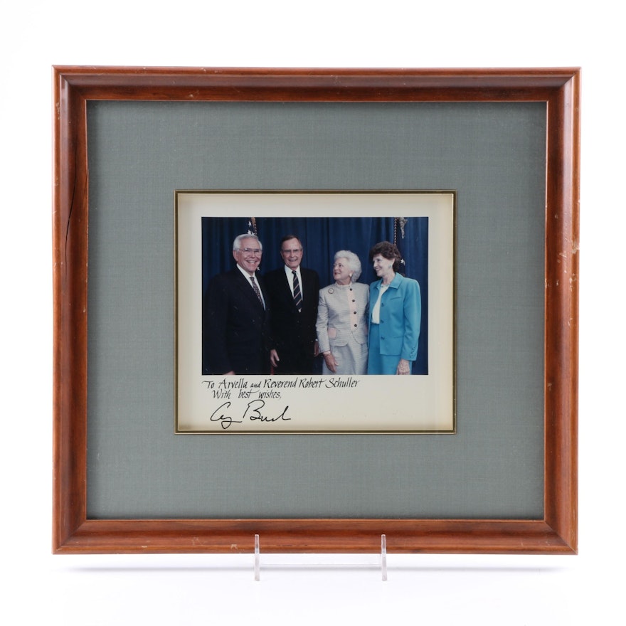 Framed Photo V.P. George Bush, Mrs. Bush and Rev. and Ms Schuller