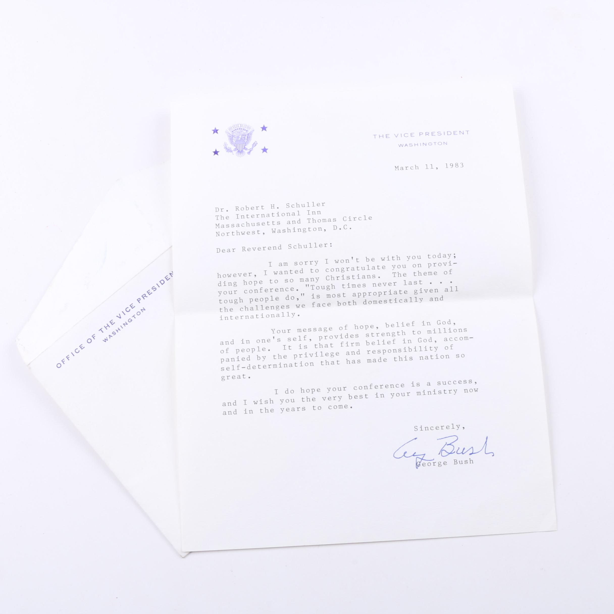 Framed Photo V.P. George Bush, Mrs. Bush and Rev. and Ms Schuller