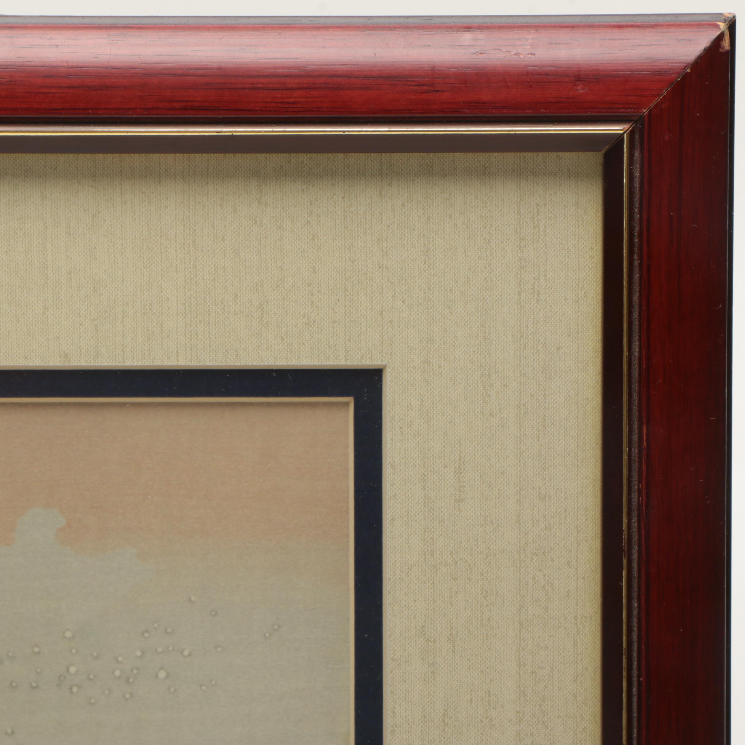 Japanese Woodblock on Paper After Hokusai Katsushika's  "The Great Wave Off Kanagawa"