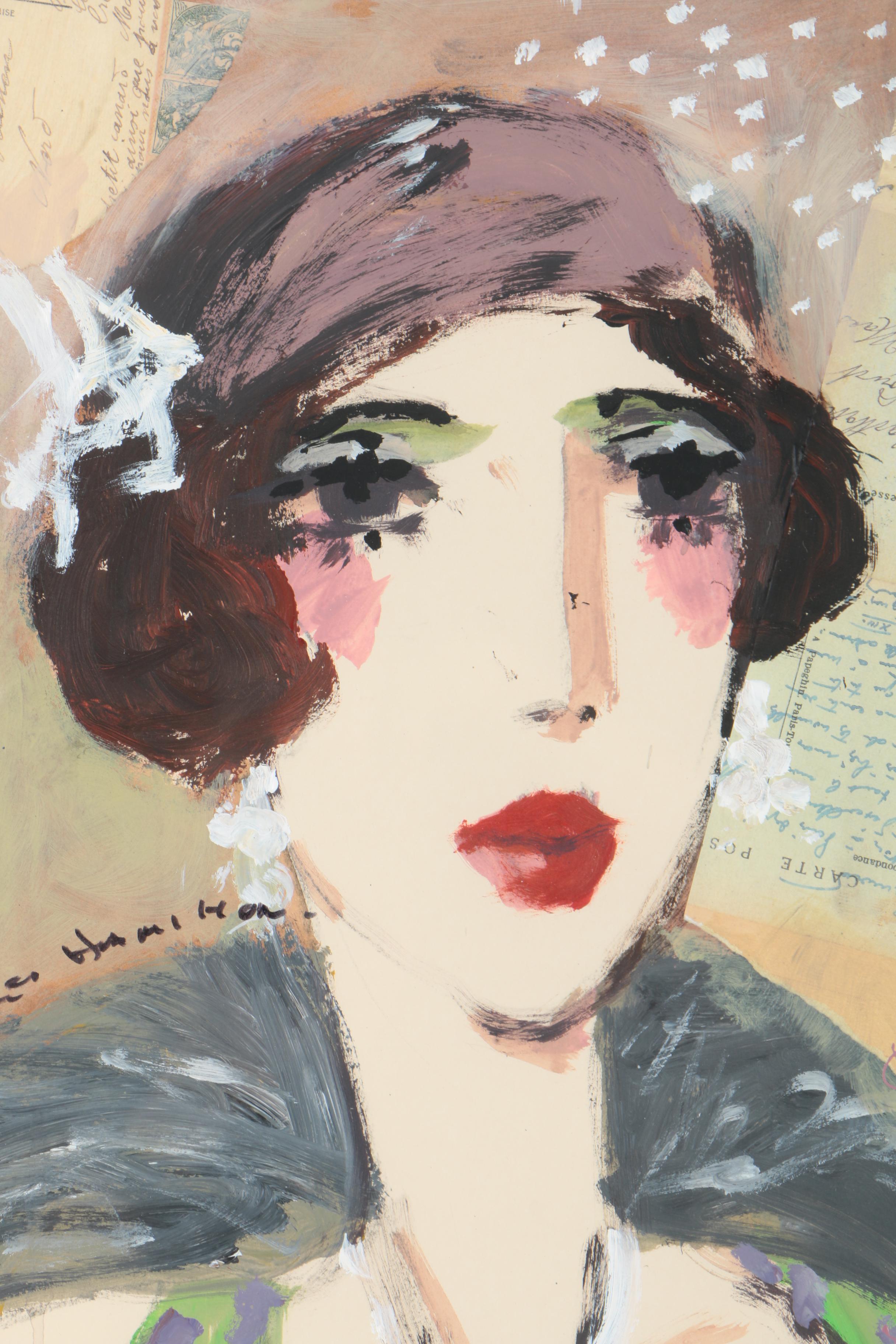 George Hamilton Acrylic Painting On Paper "Coco"