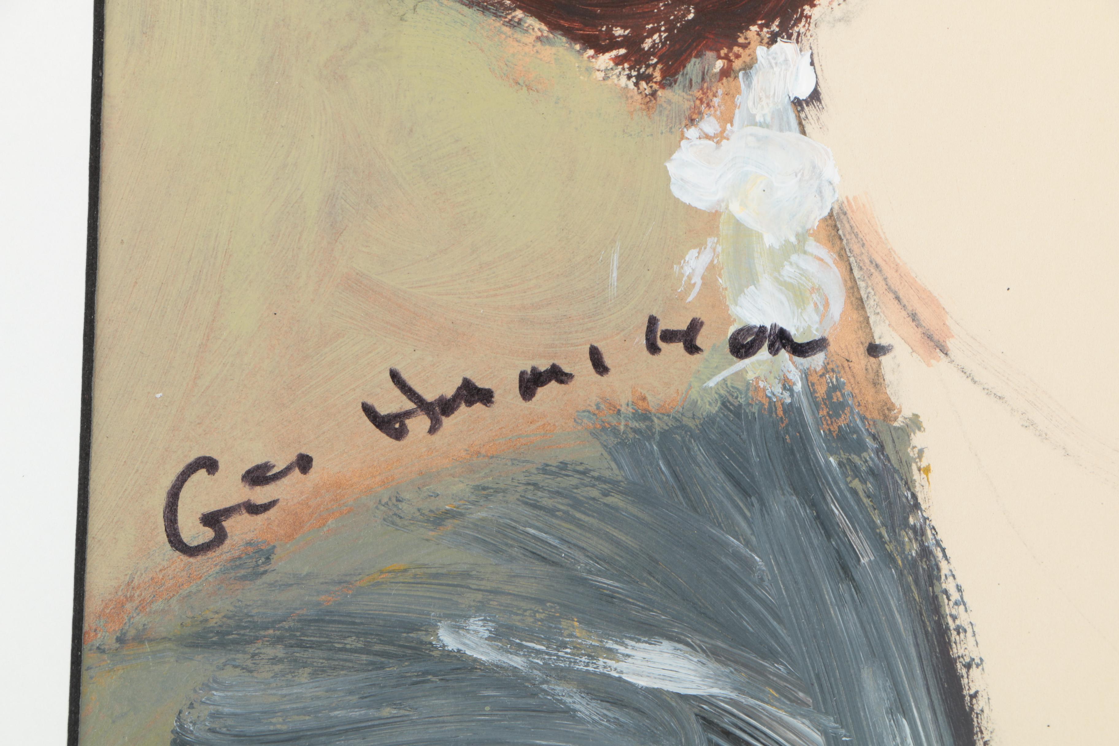 George Hamilton Acrylic Painting On Paper "Coco"