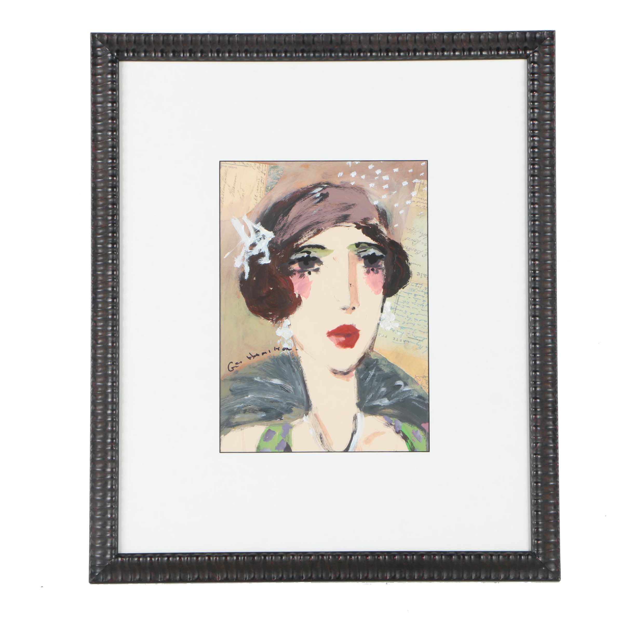 George Hamilton Acrylic Painting On Paper "Coco"