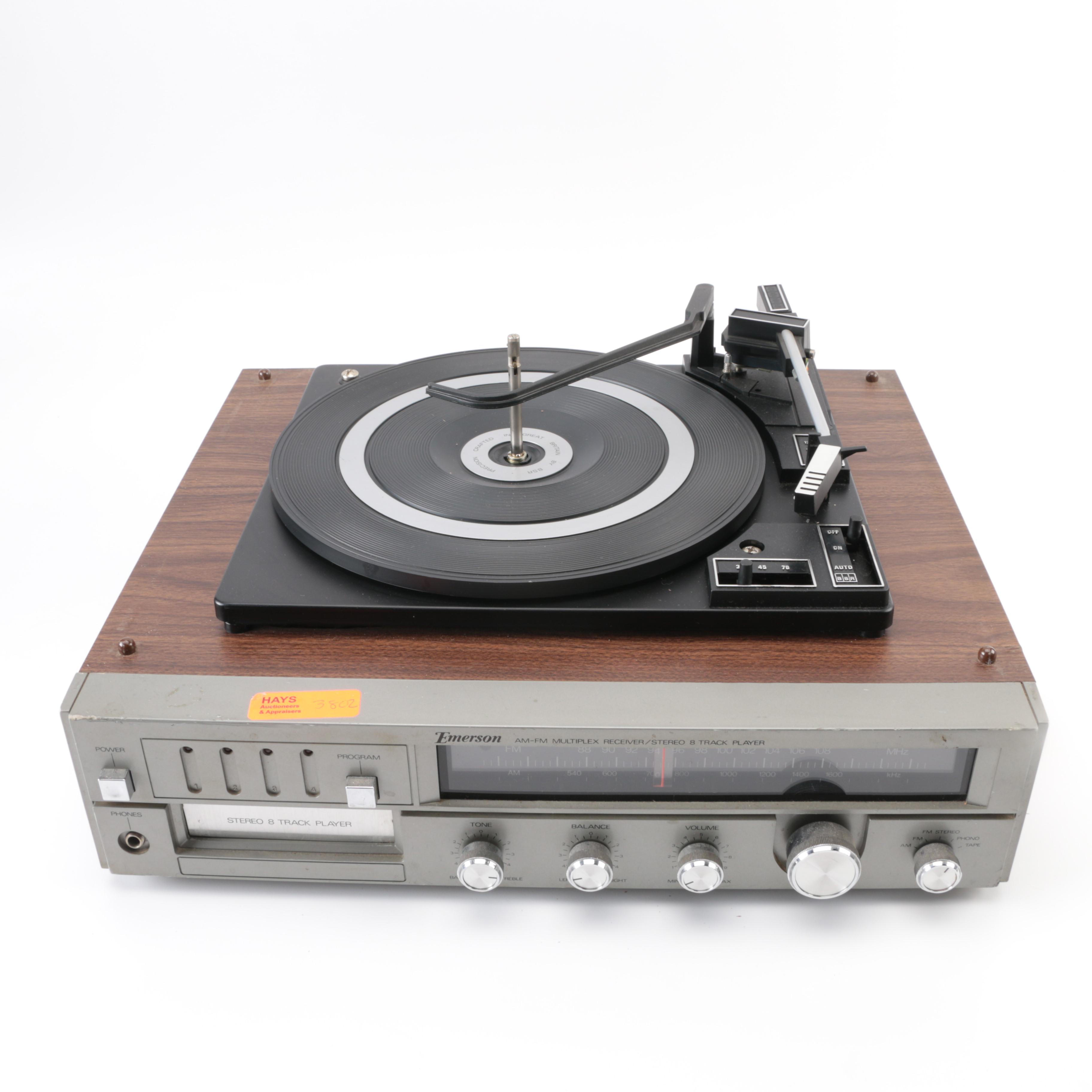 Emerson AM-FM Multiplex Receiver/Stereo 8-Track Player