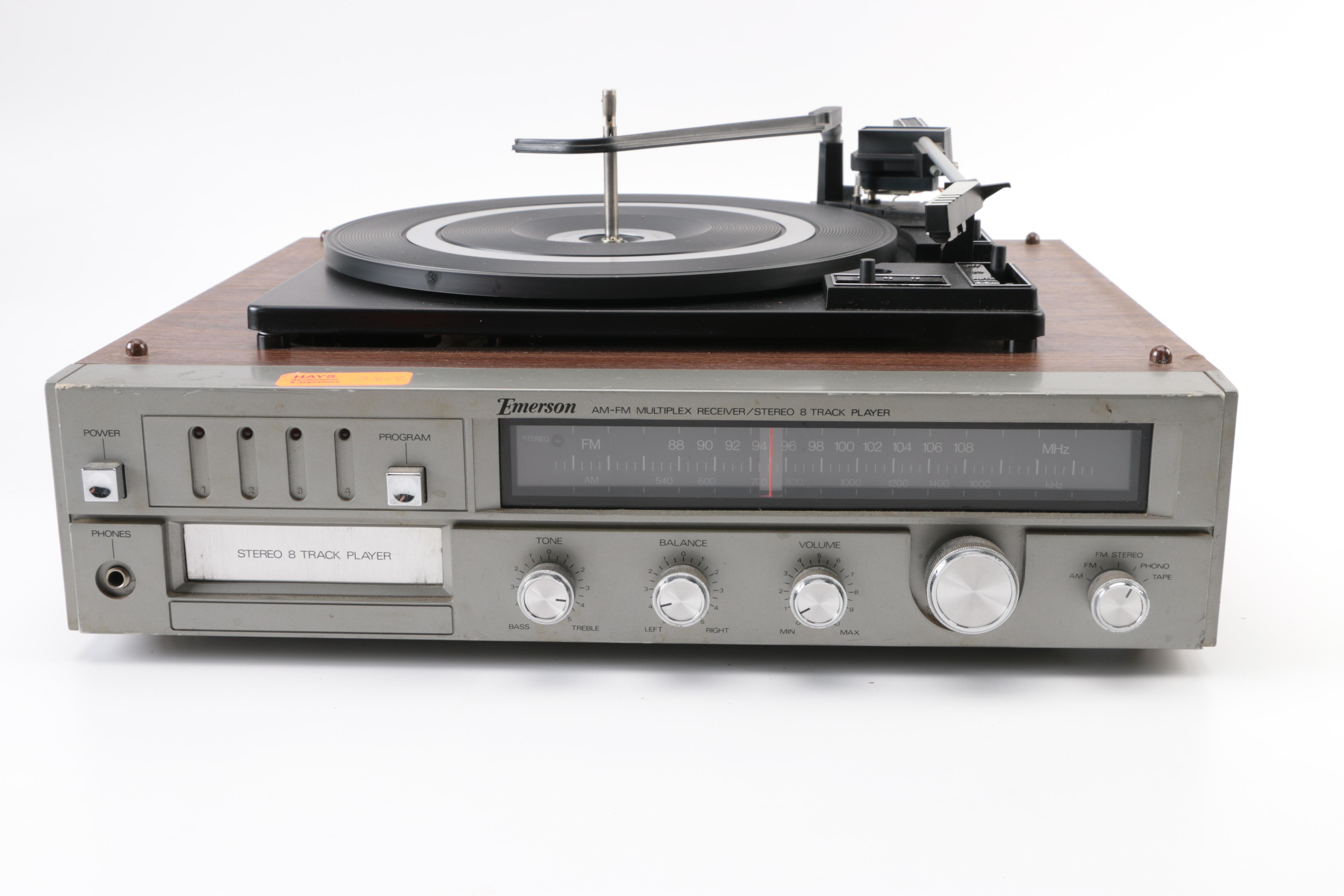 Emerson AM-FM Multiplex Receiver/Stereo 8-Track Player