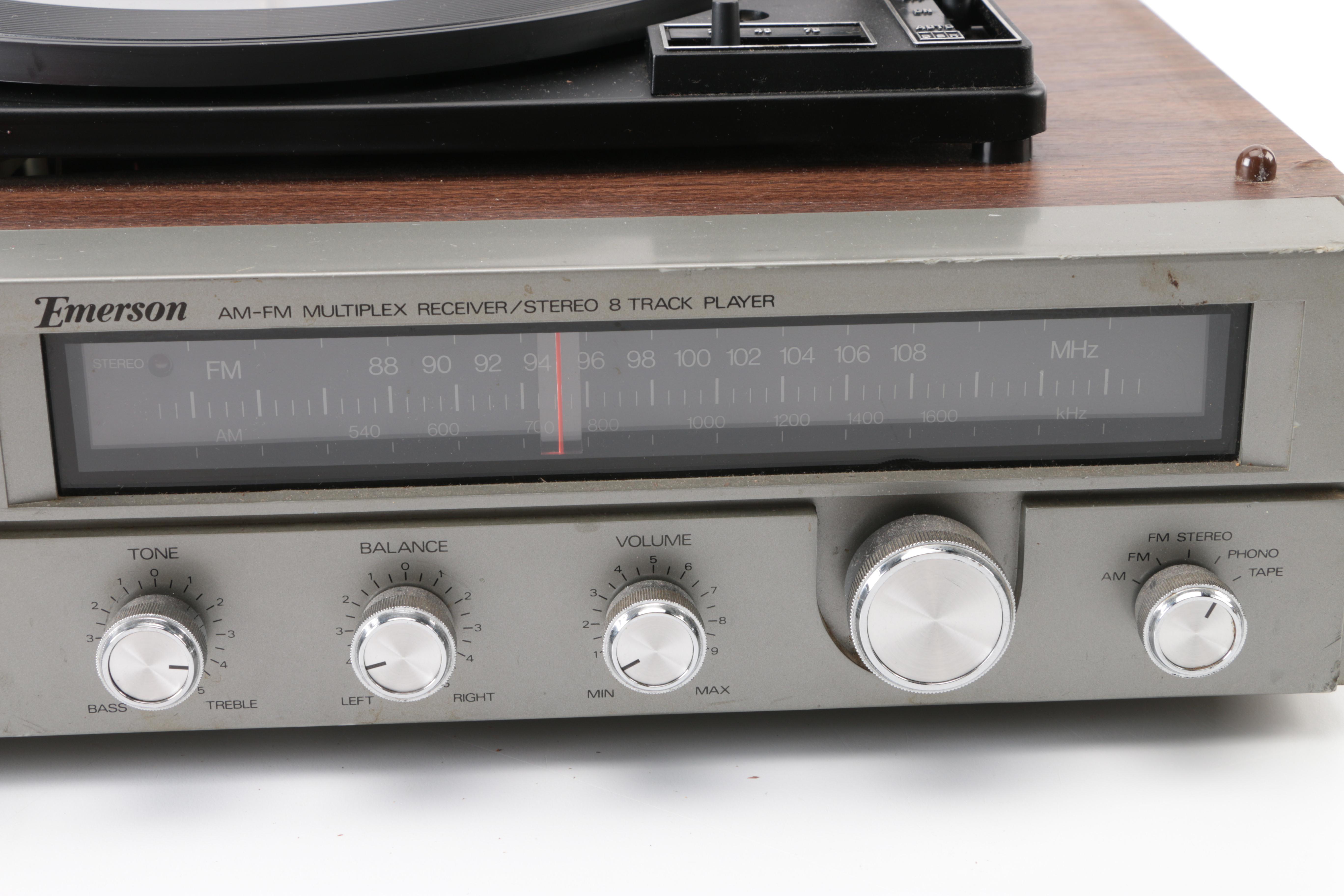 Emerson AM-FM Multiplex Receiver/Stereo 8-Track Player