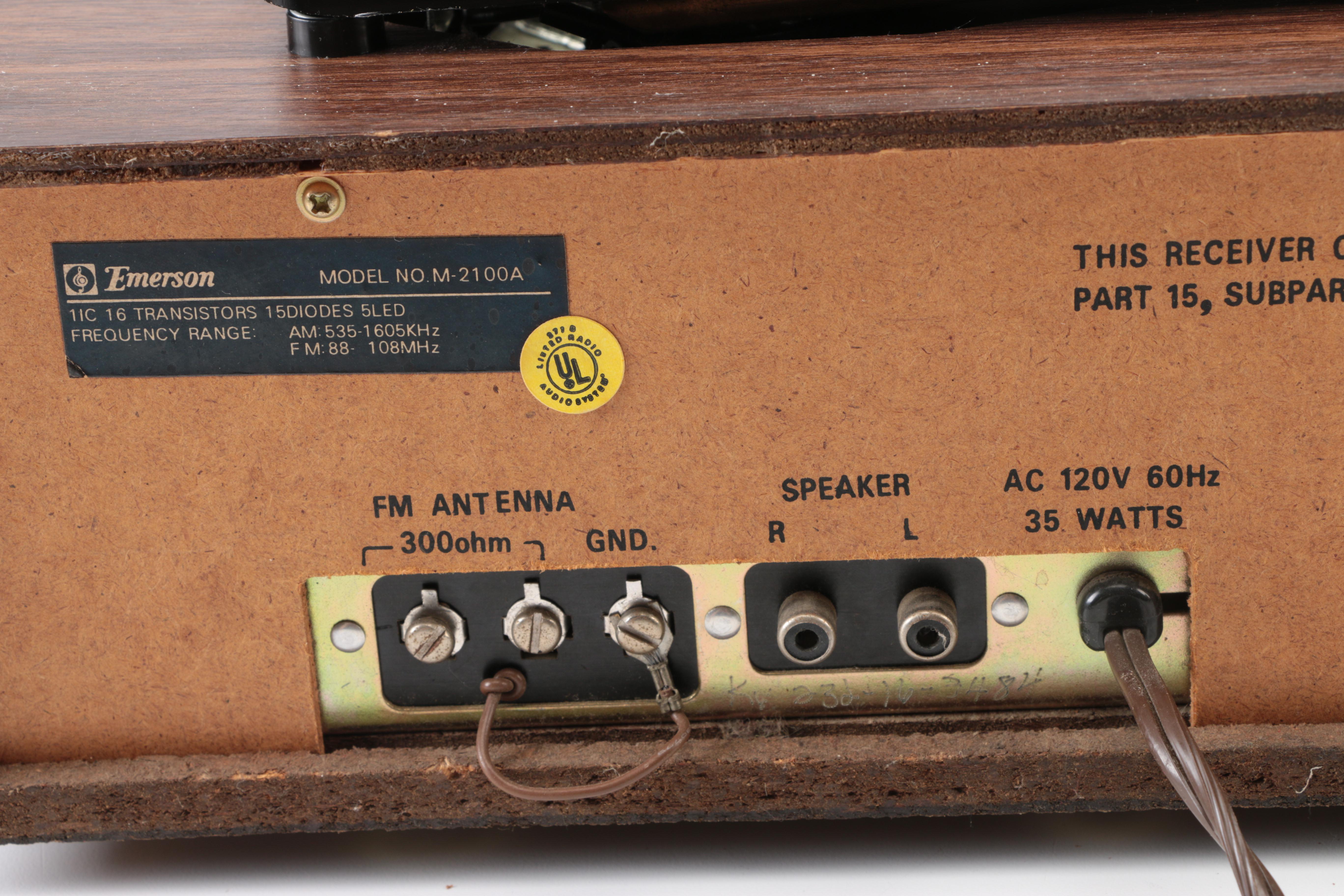 Emerson AM-FM Multiplex Receiver/Stereo 8-Track Player