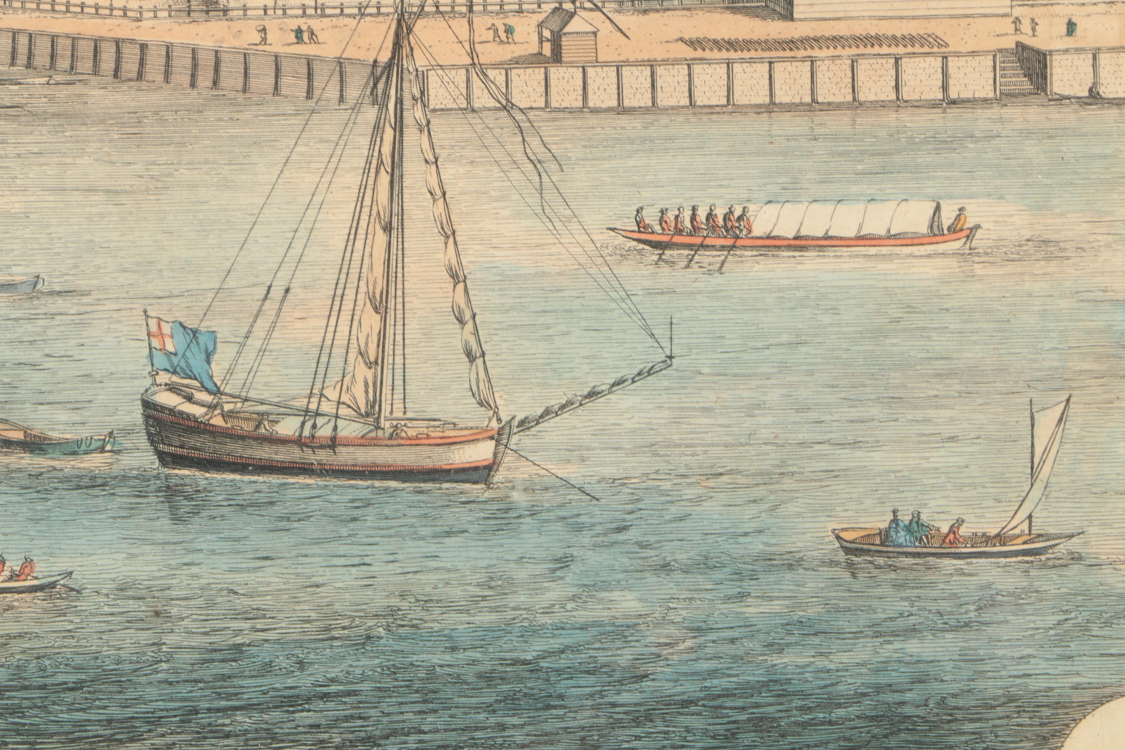 Jan Kip Antique Hand Colored Engraving After Leonard Knijff's "The Tower of London" From "Britannia Illustrata"