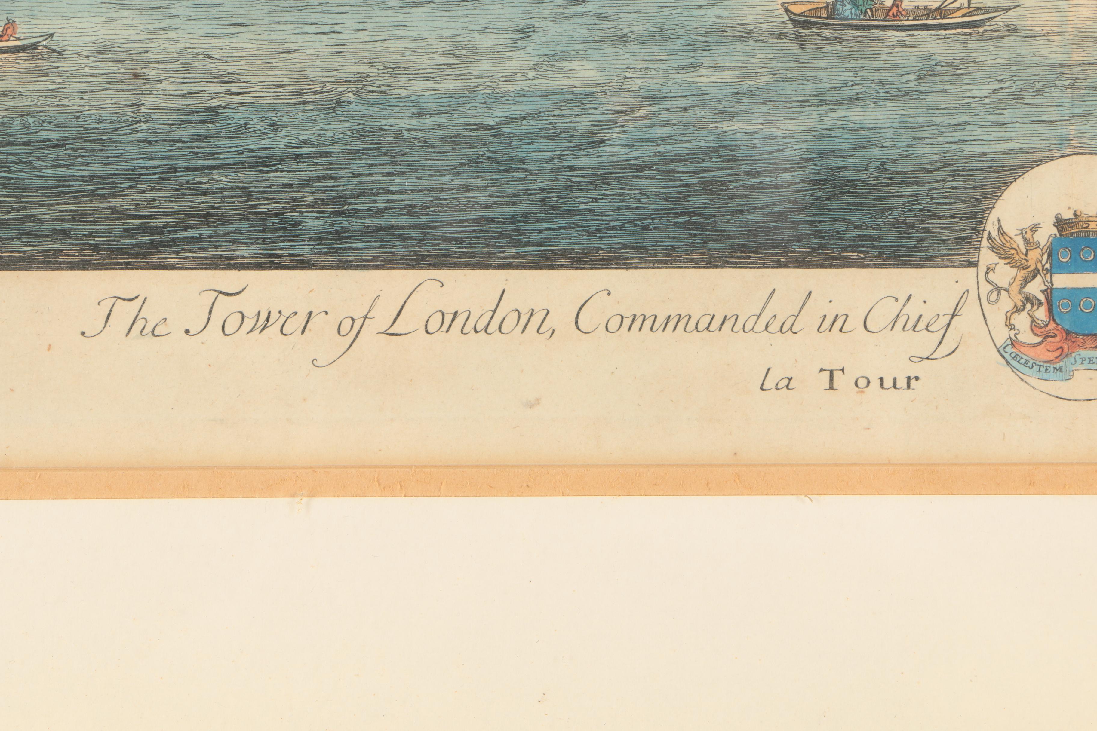 Jan Kip Antique Hand Colored Engraving After Leonard Knijff's "The Tower of London" From "Britannia Illustrata"