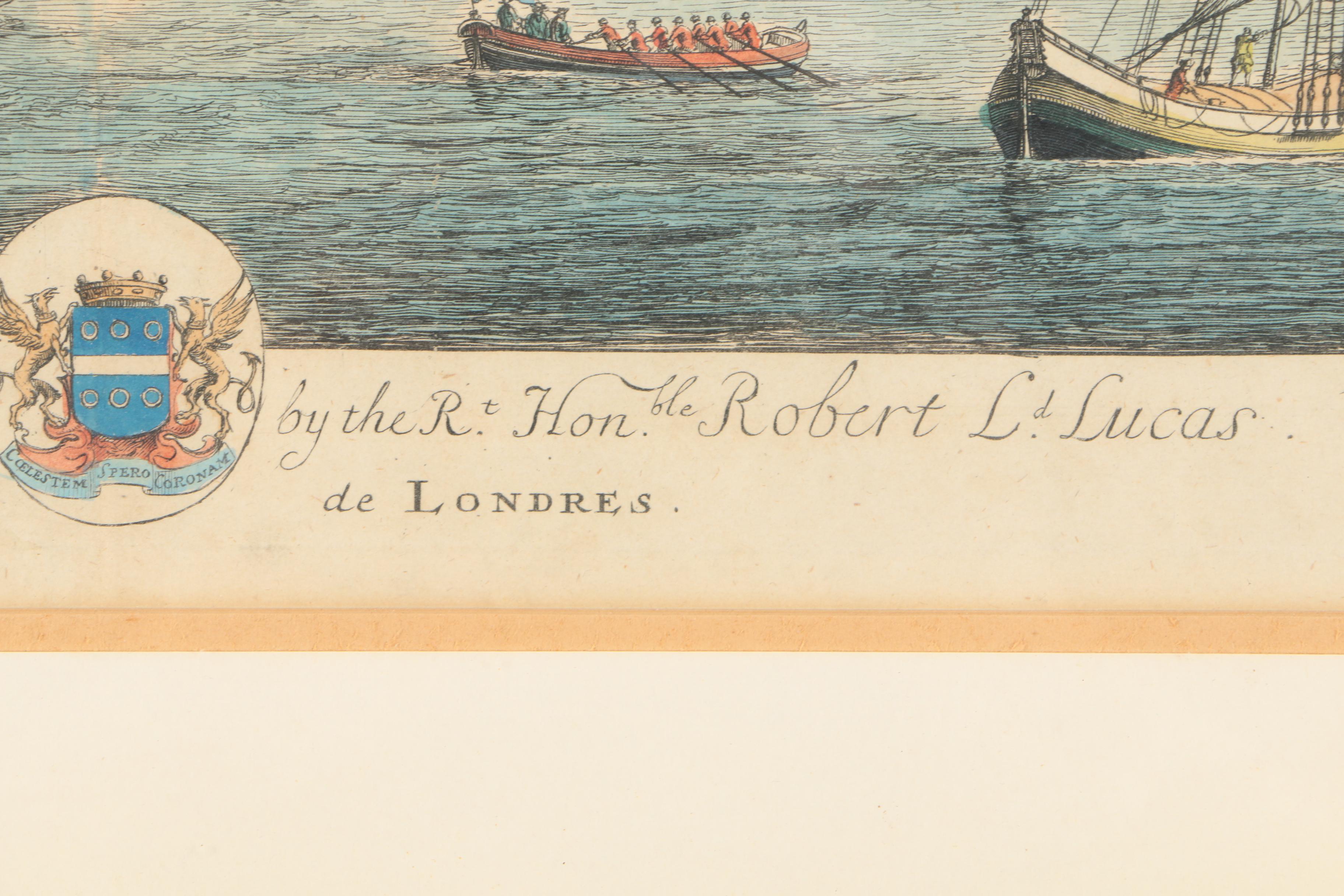 Jan Kip Antique Hand Colored Engraving After Leonard Knijff's "The Tower of London" From "Britannia Illustrata"