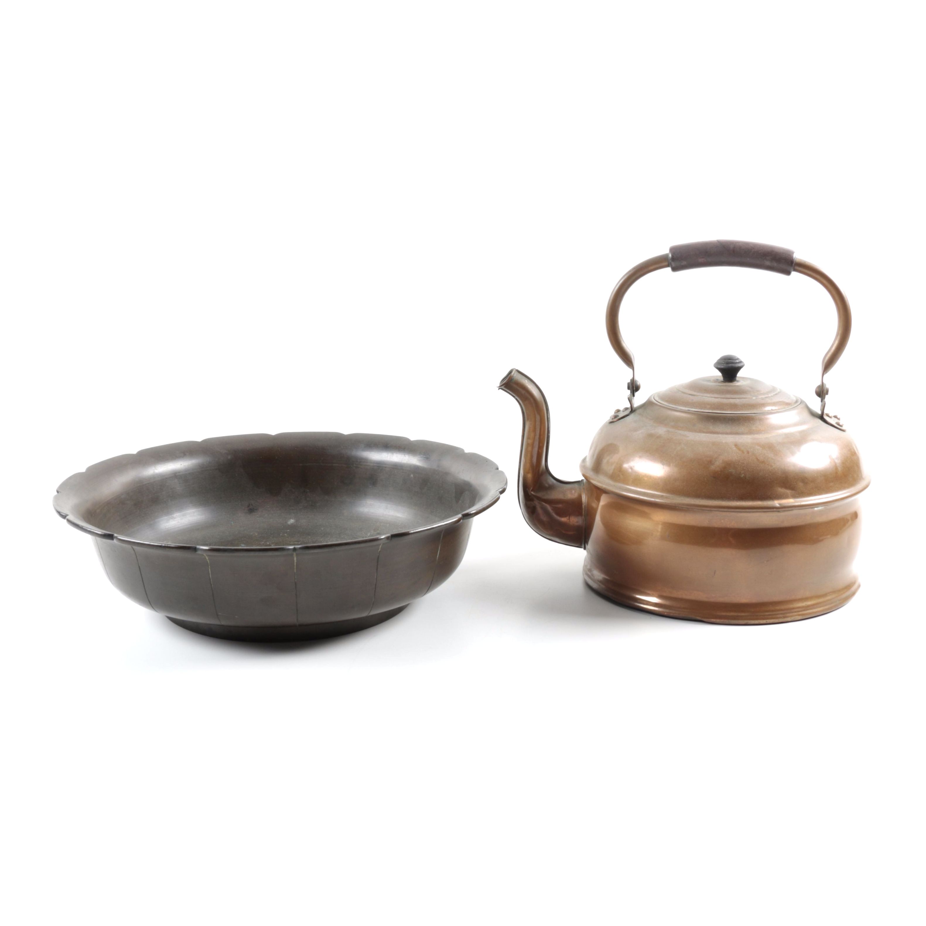 Copper Kettle with Brass Wash Basin