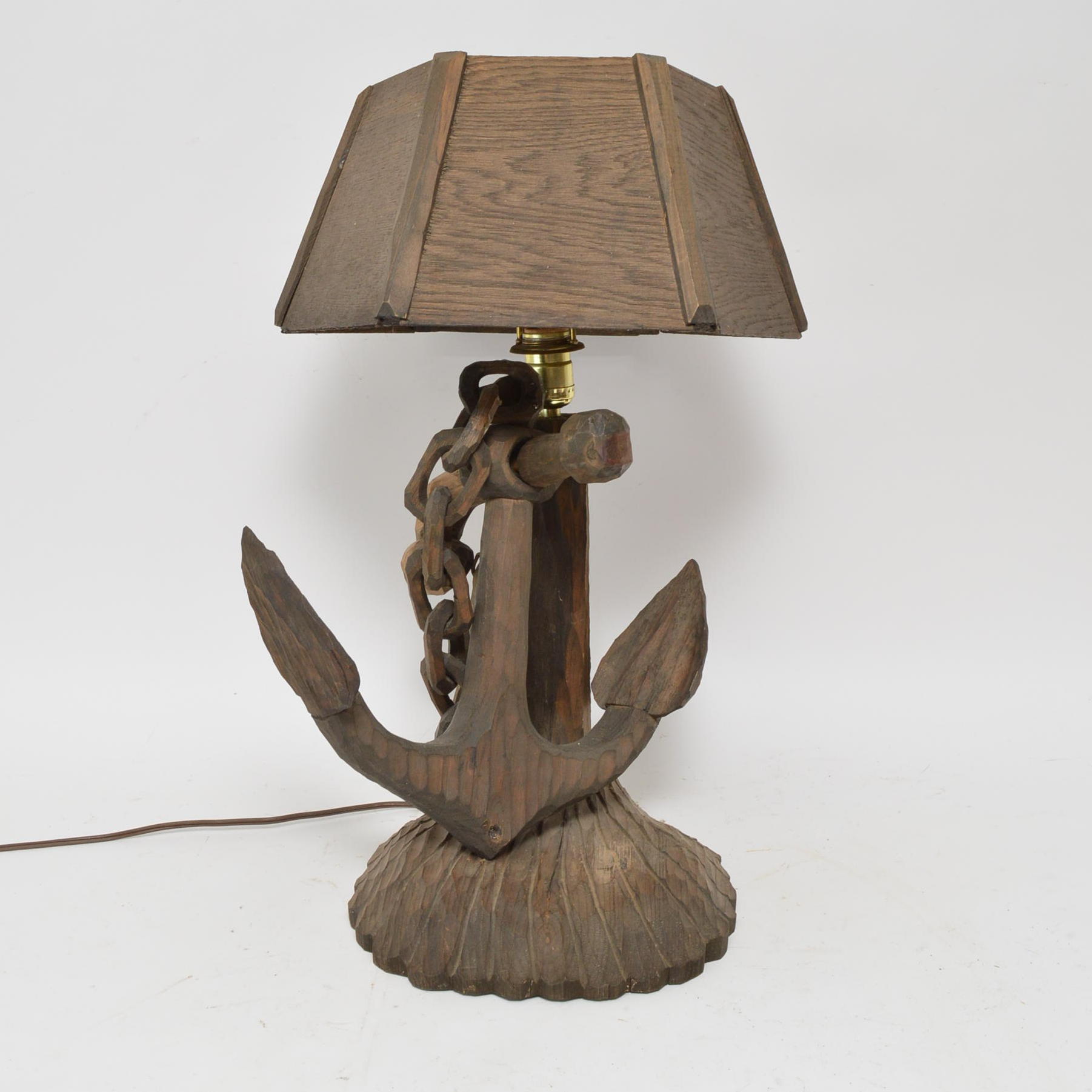 Carved Wood Nautical Themed Table Lamp
