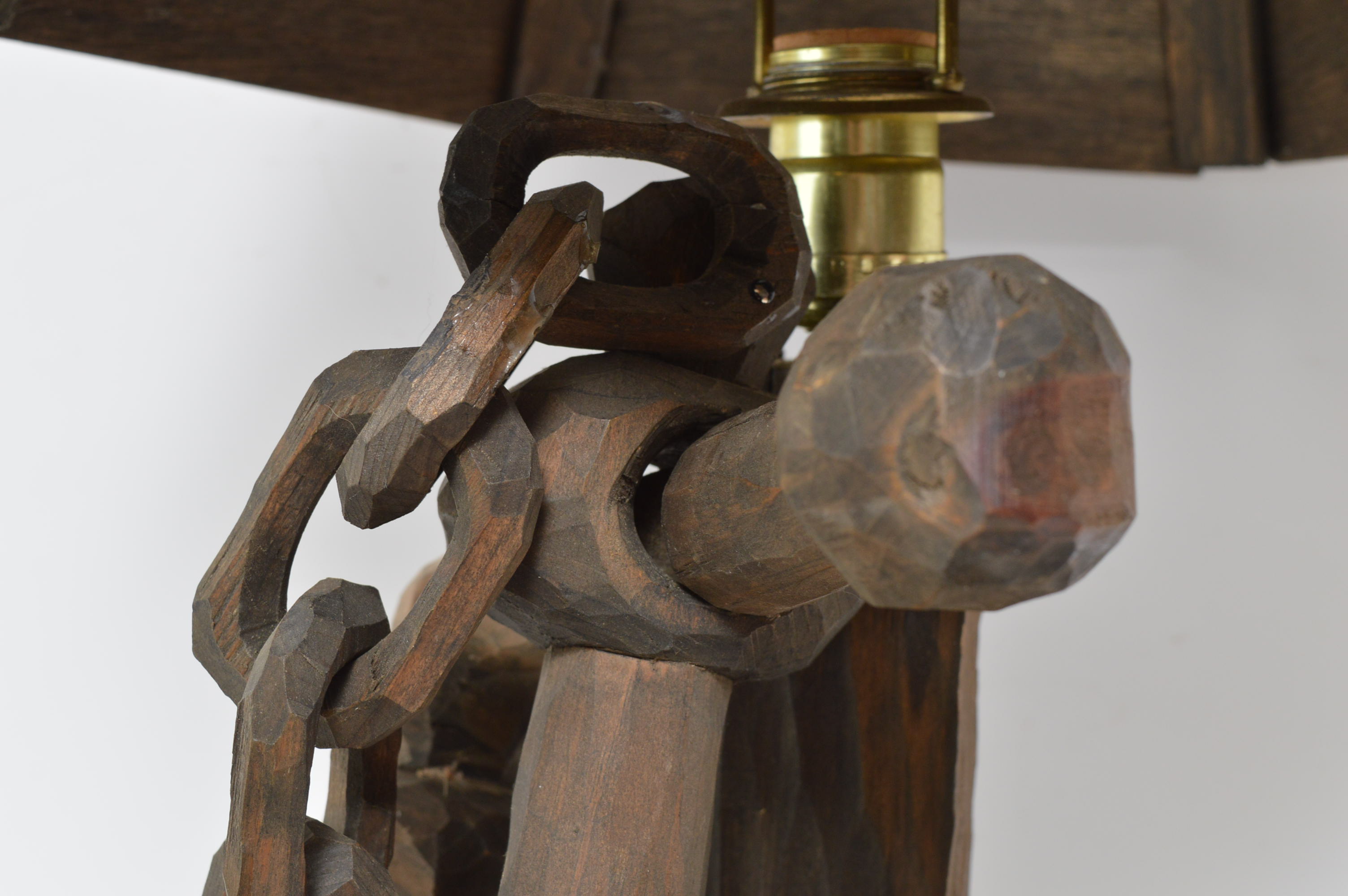 Carved Wood Nautical Themed Table Lamp