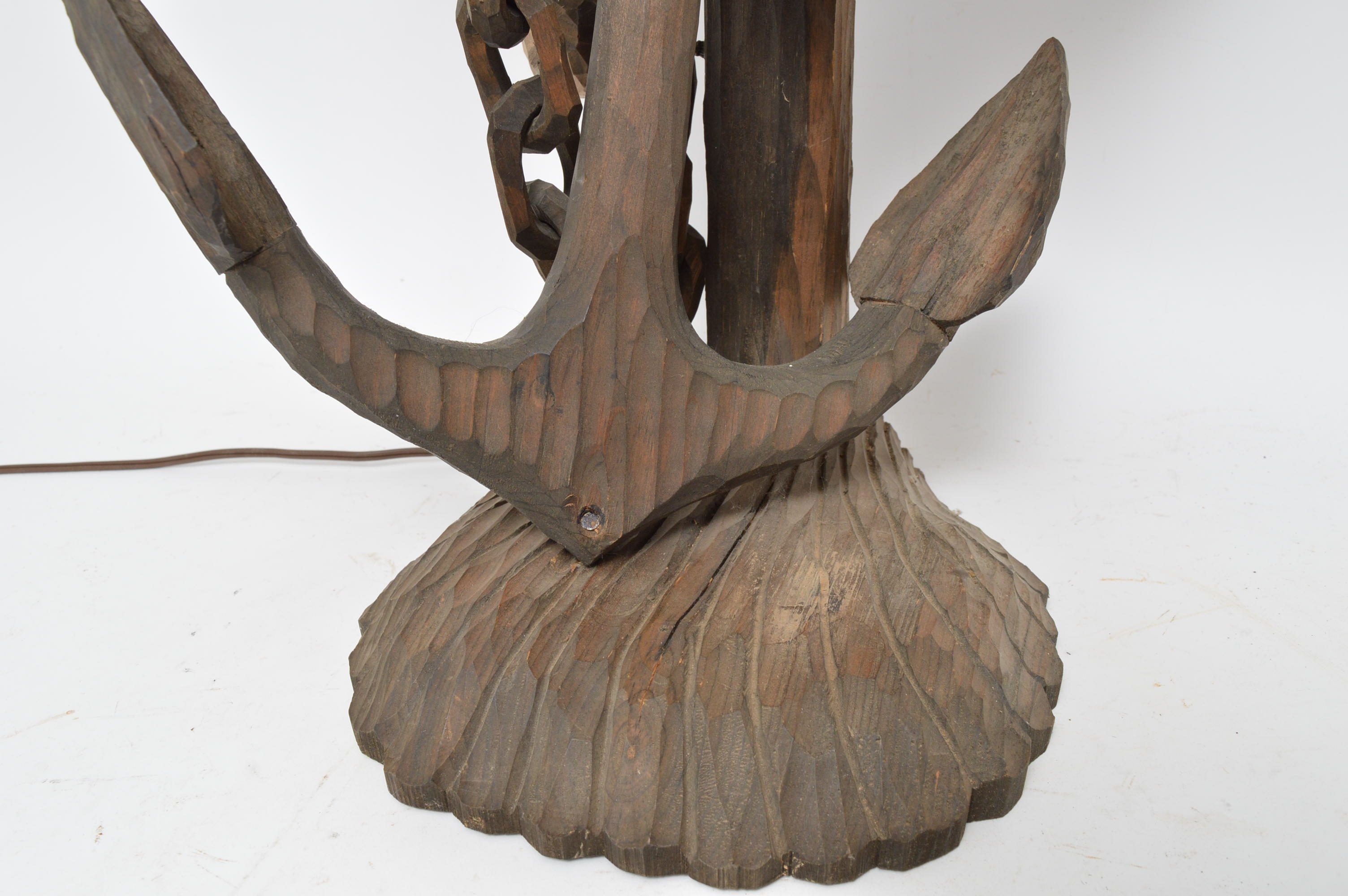 Carved Wood Nautical Themed Table Lamp