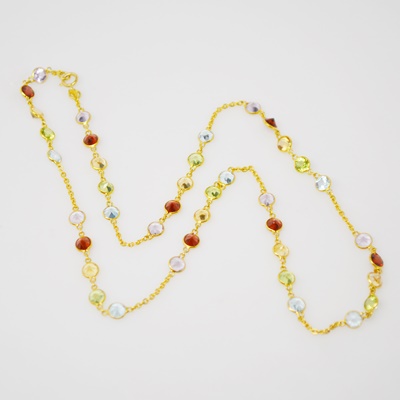 18K Yellow Gold Gemstone Necklace